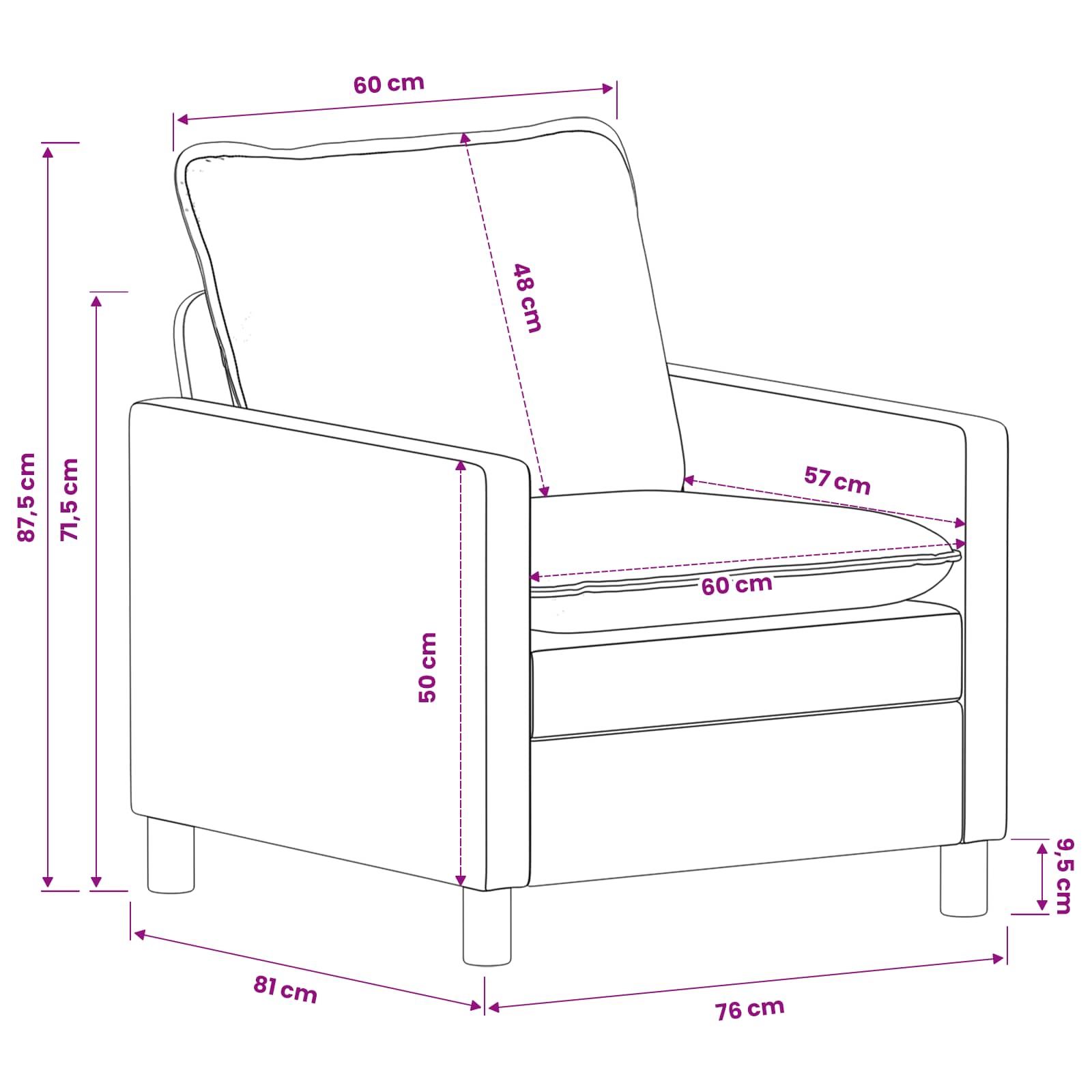 Sofa Beige 76 x 81 x 87,5 cm Polyester