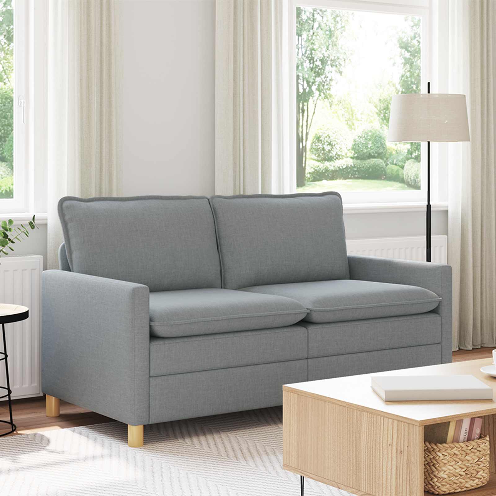Sofa Hellgrau 156 x 81 x 87,5 cm Stoff