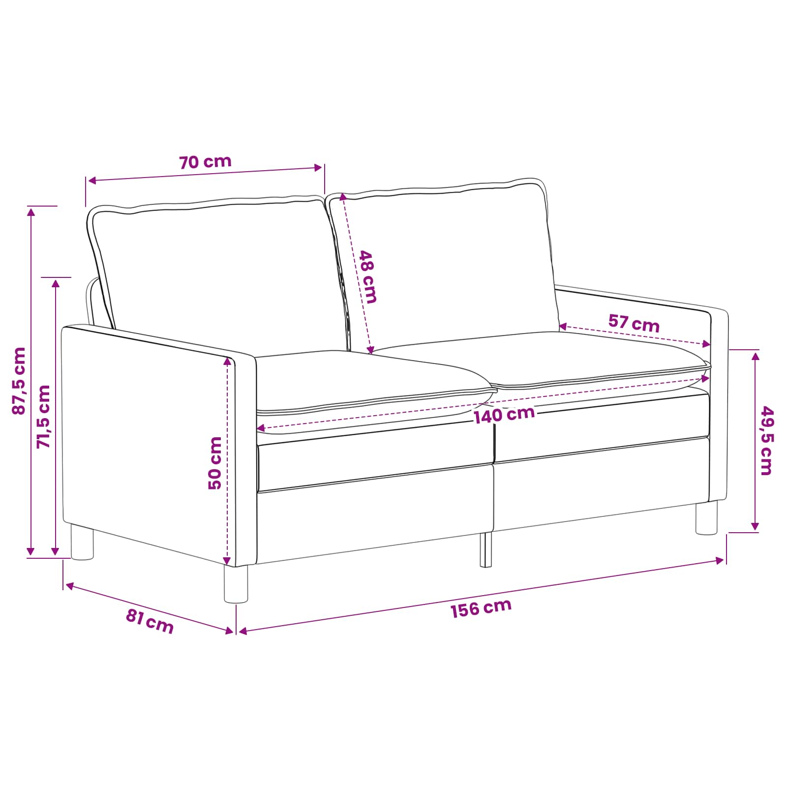 Sofa Blau 156 x 81 x 87,5 cm Polyester