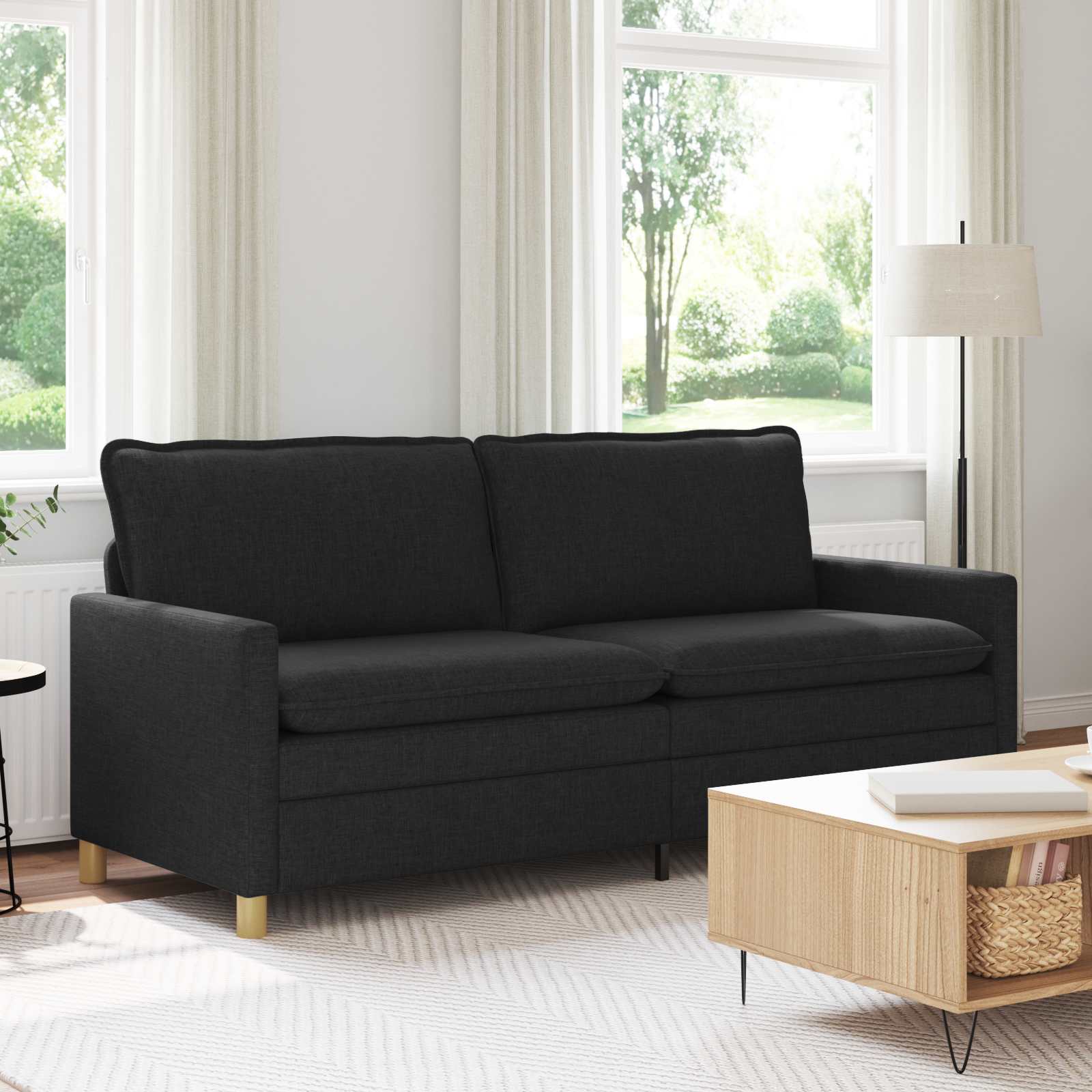 Sofa Schwarz 196 x 81 x 87,5 cm Stoff
