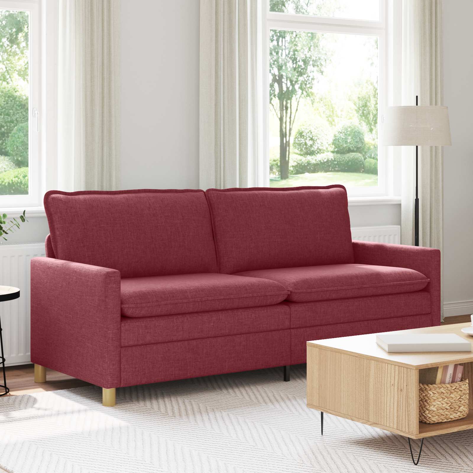 Sofa Weinrot 196 x 81 x 87,5 cm Stoff
