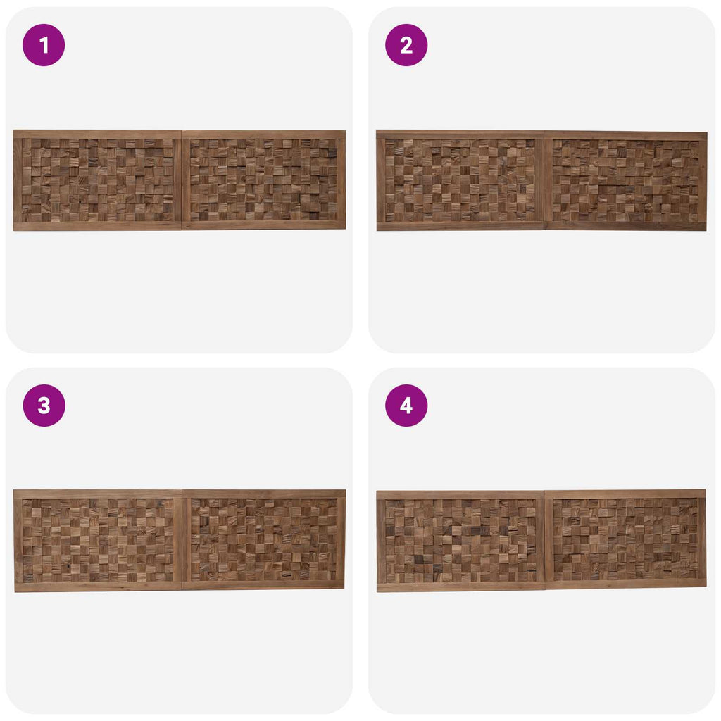 Bettkopfteil Natur Massivholz Teak