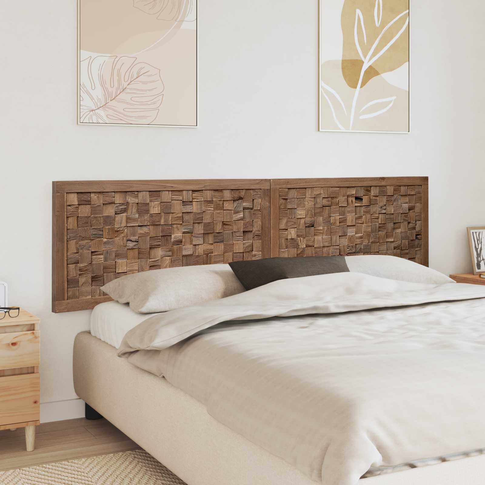 Bettkopfteil Natur Massivholz Teak