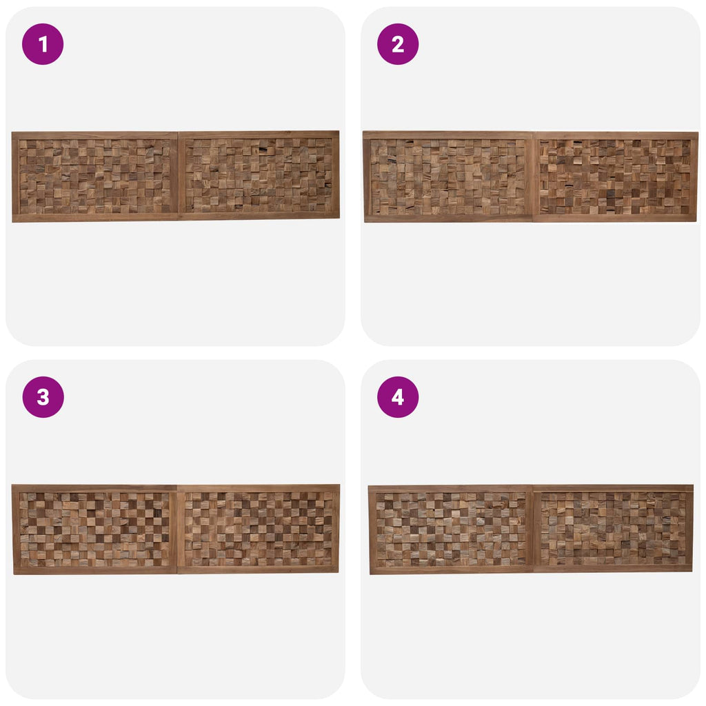Bettkopfteil Natur Massivholz Teak