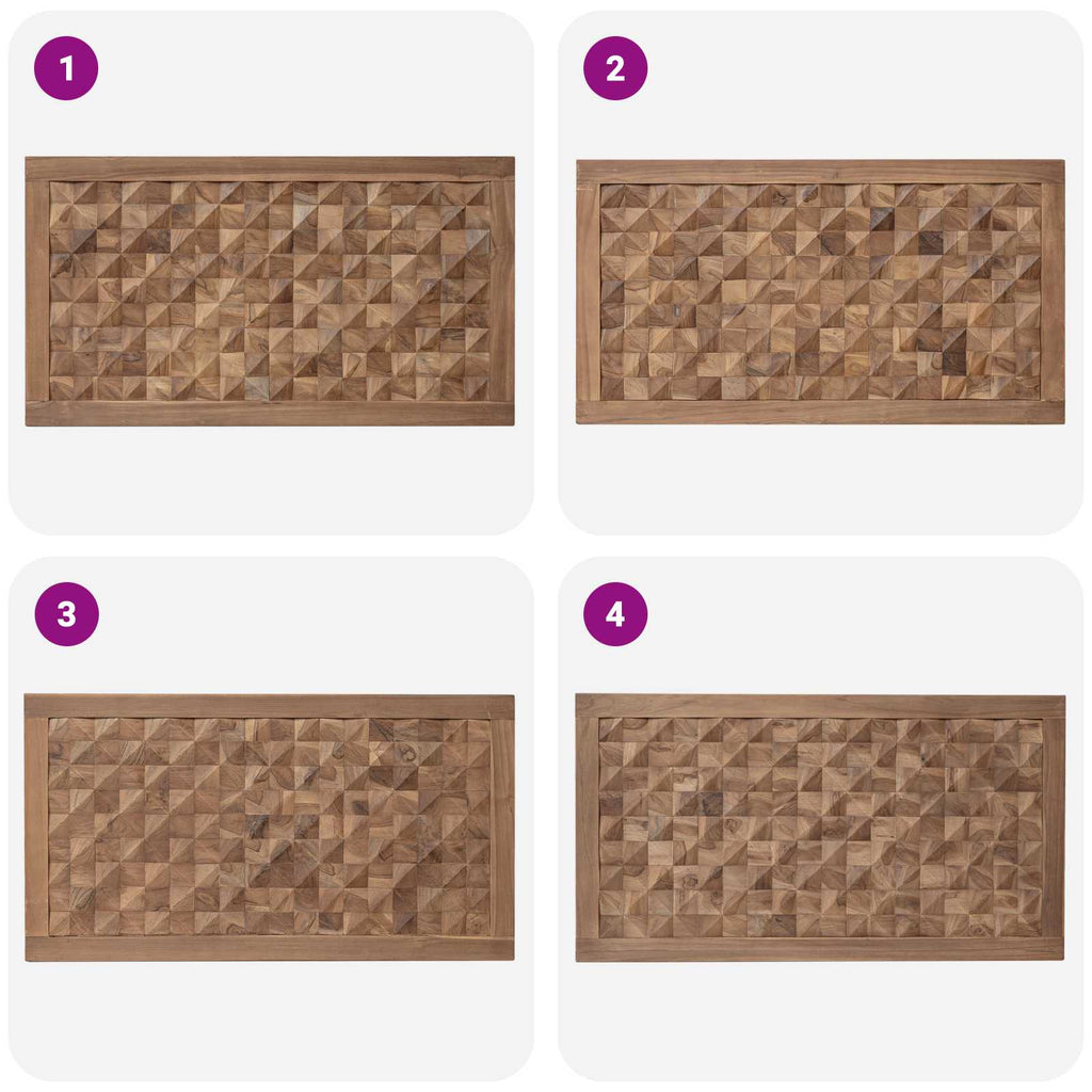 Bettkopfteil Natur Massivholz Teak