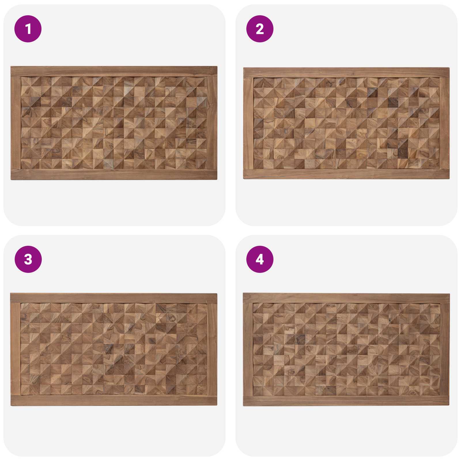 Bettkopfteil Natur Massivholz Teak
