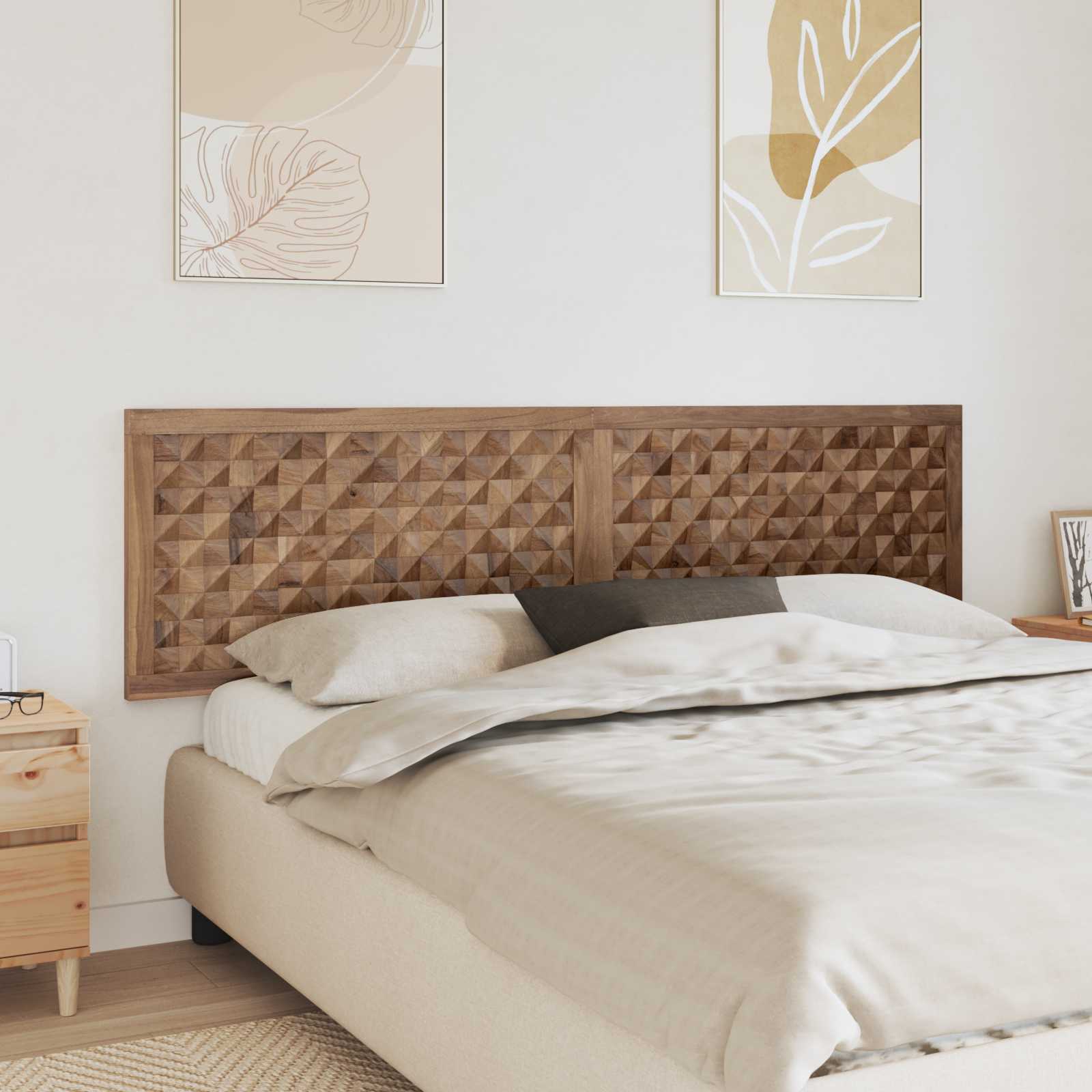 Bettkopfteil Natur Massivholz Teak