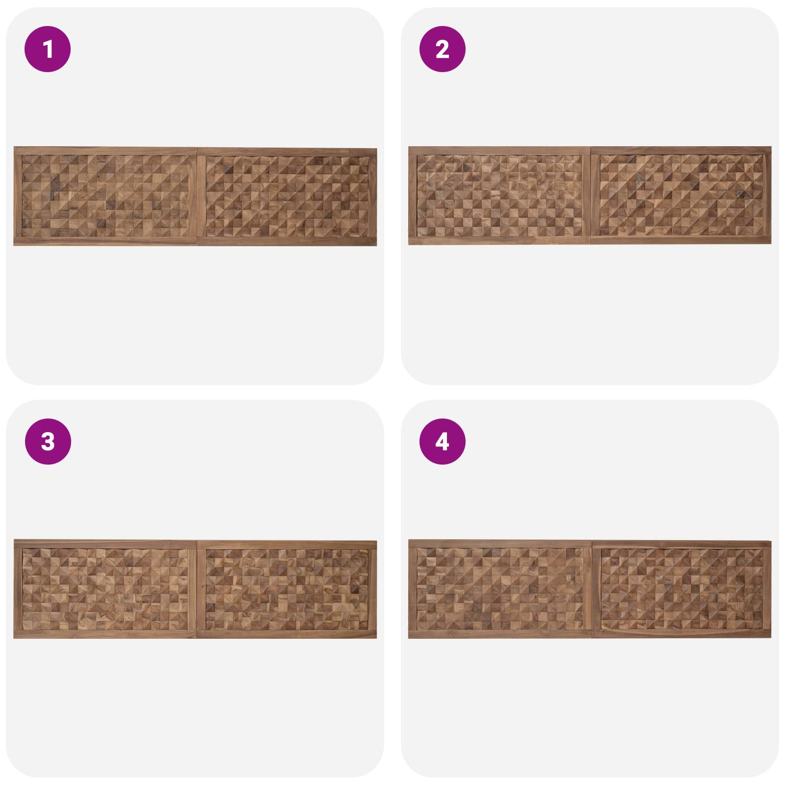 Bettkopfteil Natur Massivholz Teak