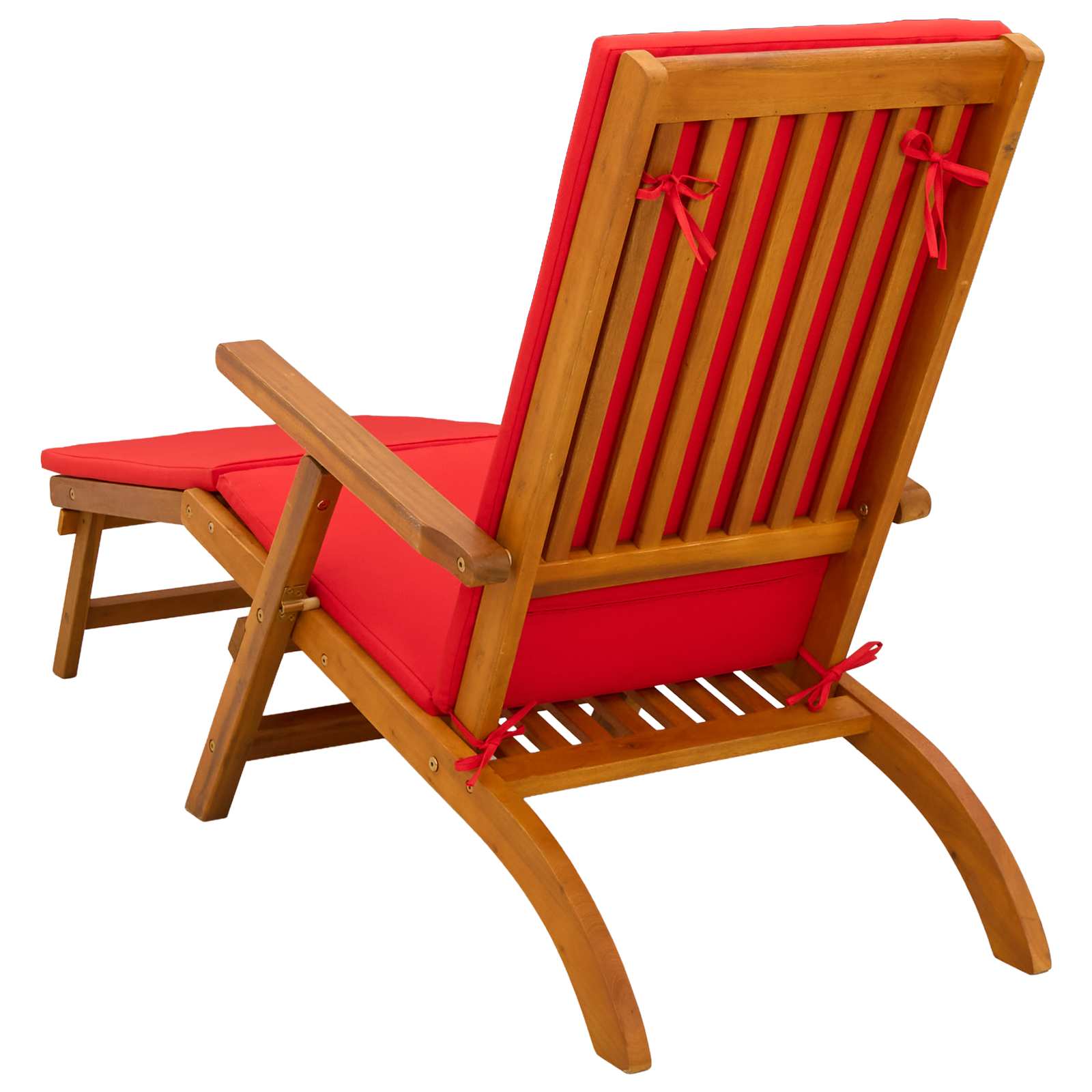 Liegestuhl zum Verstellen und Klappen mit Kissen 2 pcs Rot
