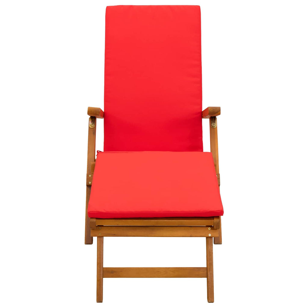 Liegestuhl zum Verstellen und Klappen mit Kissen 2 pcs Rot