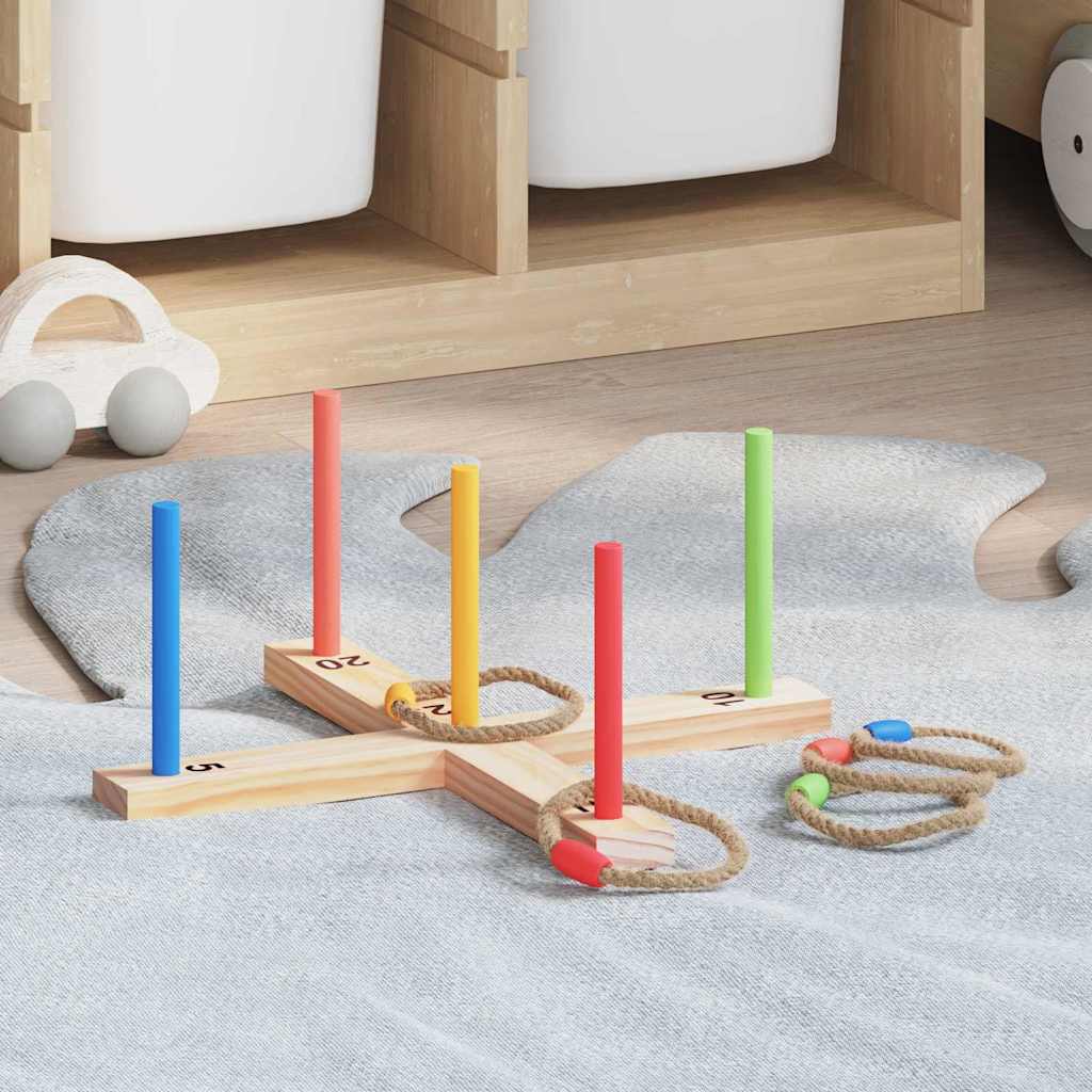 Ringwurfspielset Mehrfarbig 41 x 41 x 16 cm Massivholz Kiefer