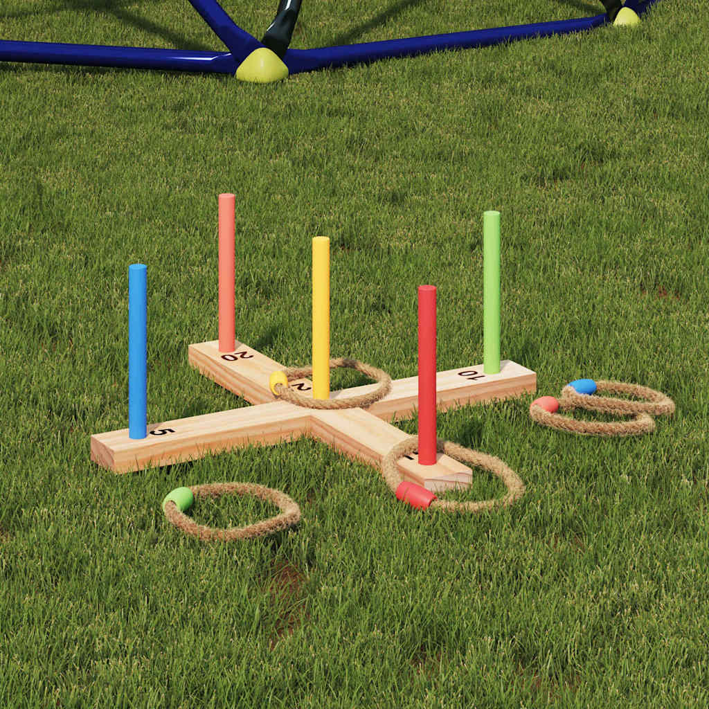 Ringwurfspielset Mehrfarbig 41 x 41 x 16 cm Massivholz Kiefer