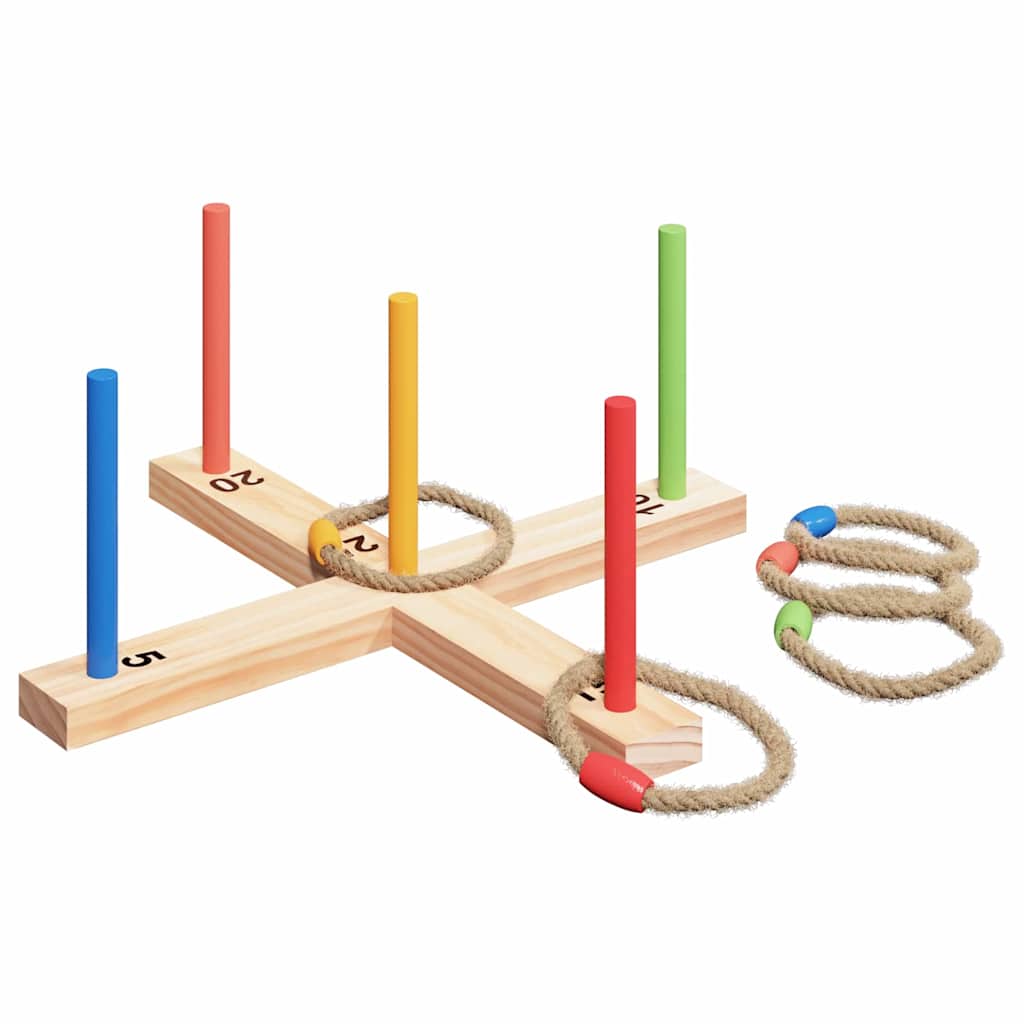 Ringwurfspielset Mehrfarbig 41 x 41 x 16 cm Massivholz Kiefer