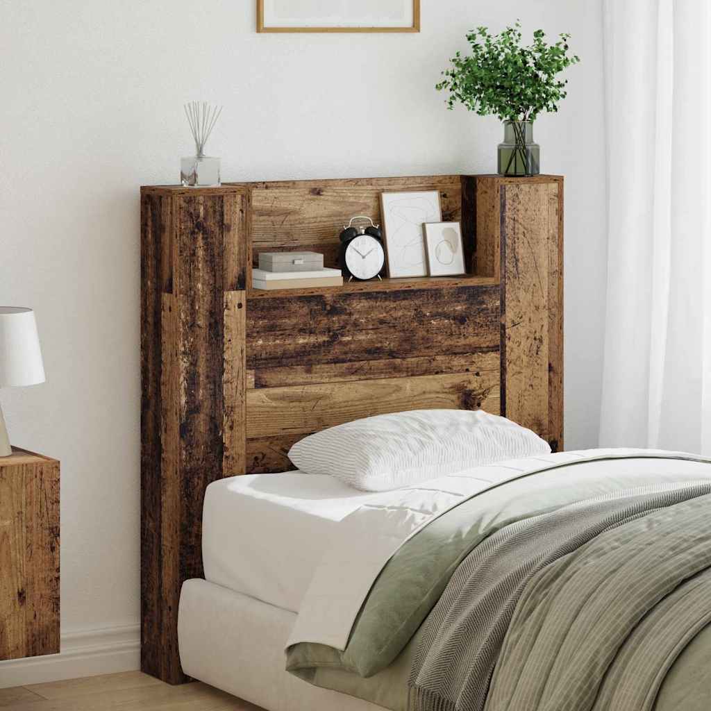 Stauraum Kopfteil mit LED Altholz Holzwerkstoff