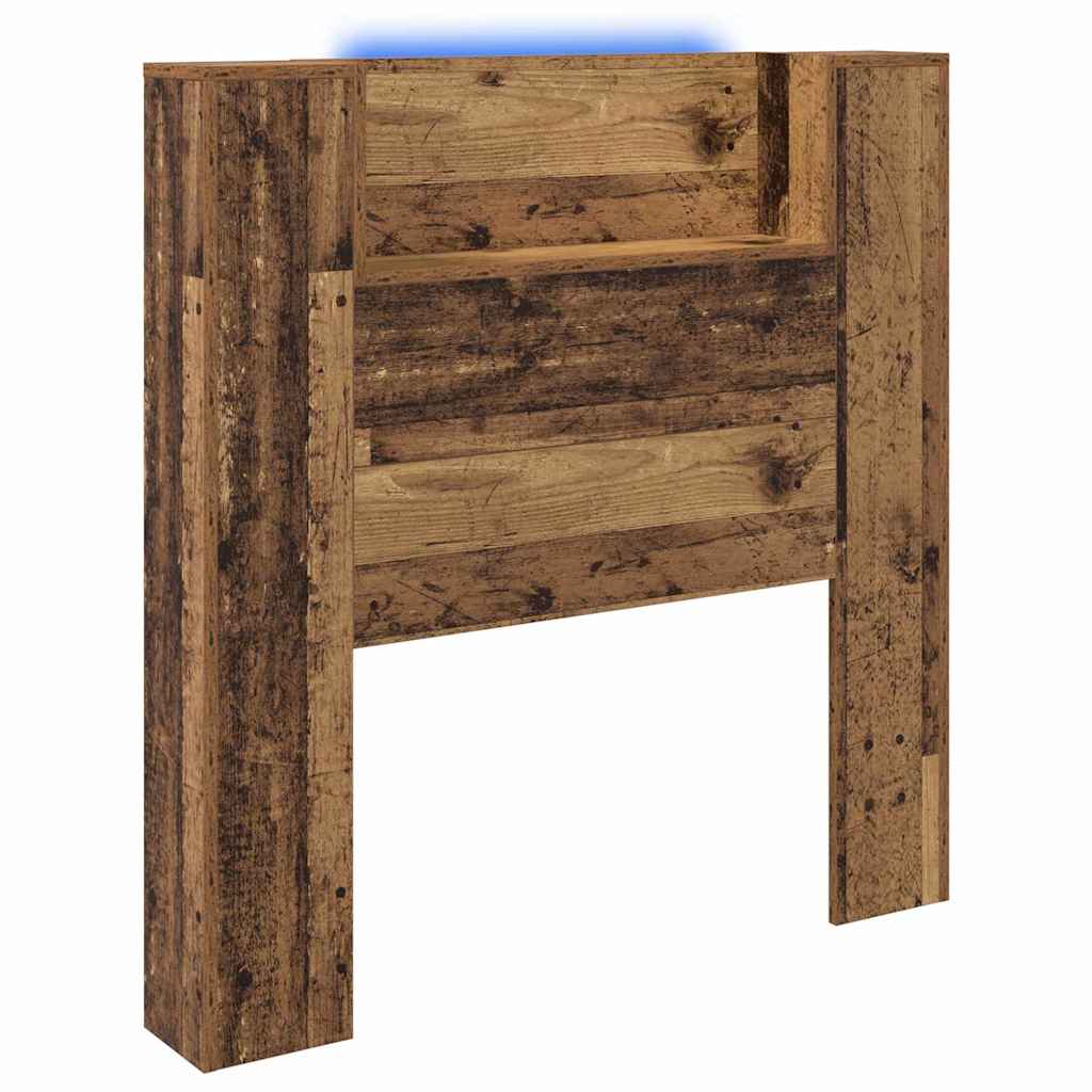 Stauraum Kopfteil mit LED Altholz Holzwerkstoff