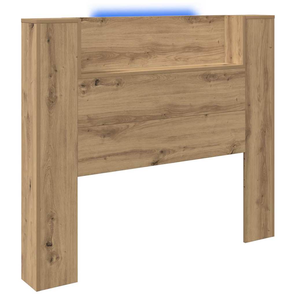 Stauraum Kopfteil mit LED Artisan-Eiche Holzwerkstoff
