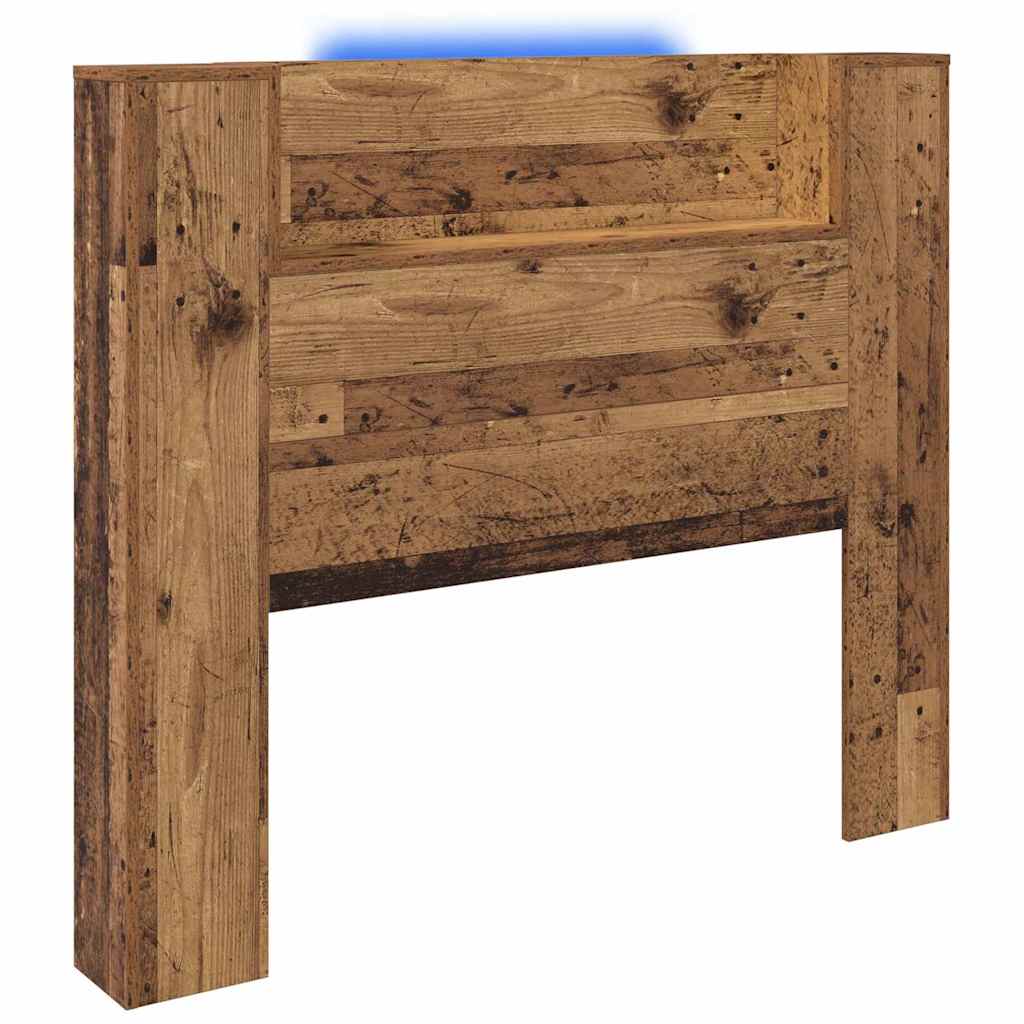 Stauraum Kopfteil mit LED Altholz Holzwerkstoff
