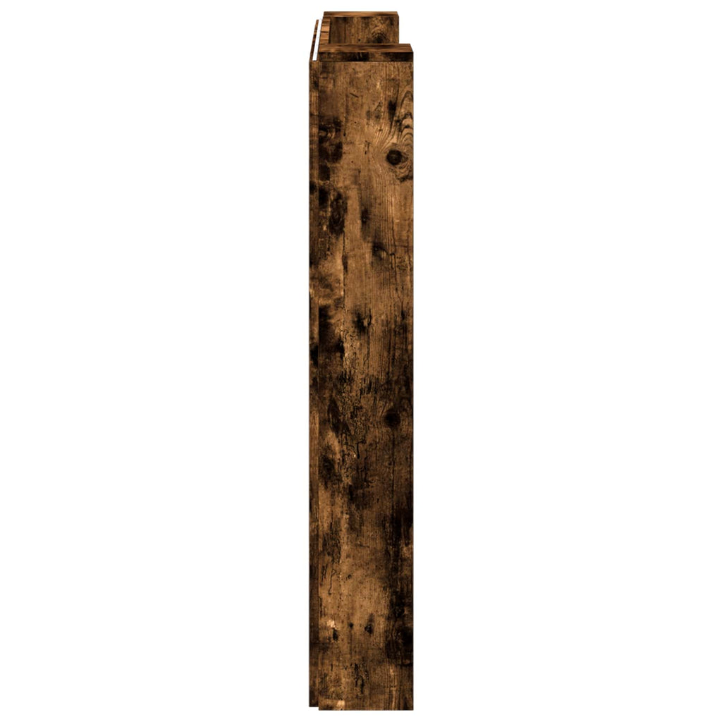 Stauraum Kopfteil mit LED Geräucherte Eiche Holzwerkstoff