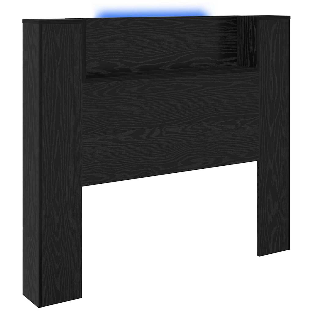 Stauraum Kopfteil mit LED Schwarze Eiche Holzwerkstoff