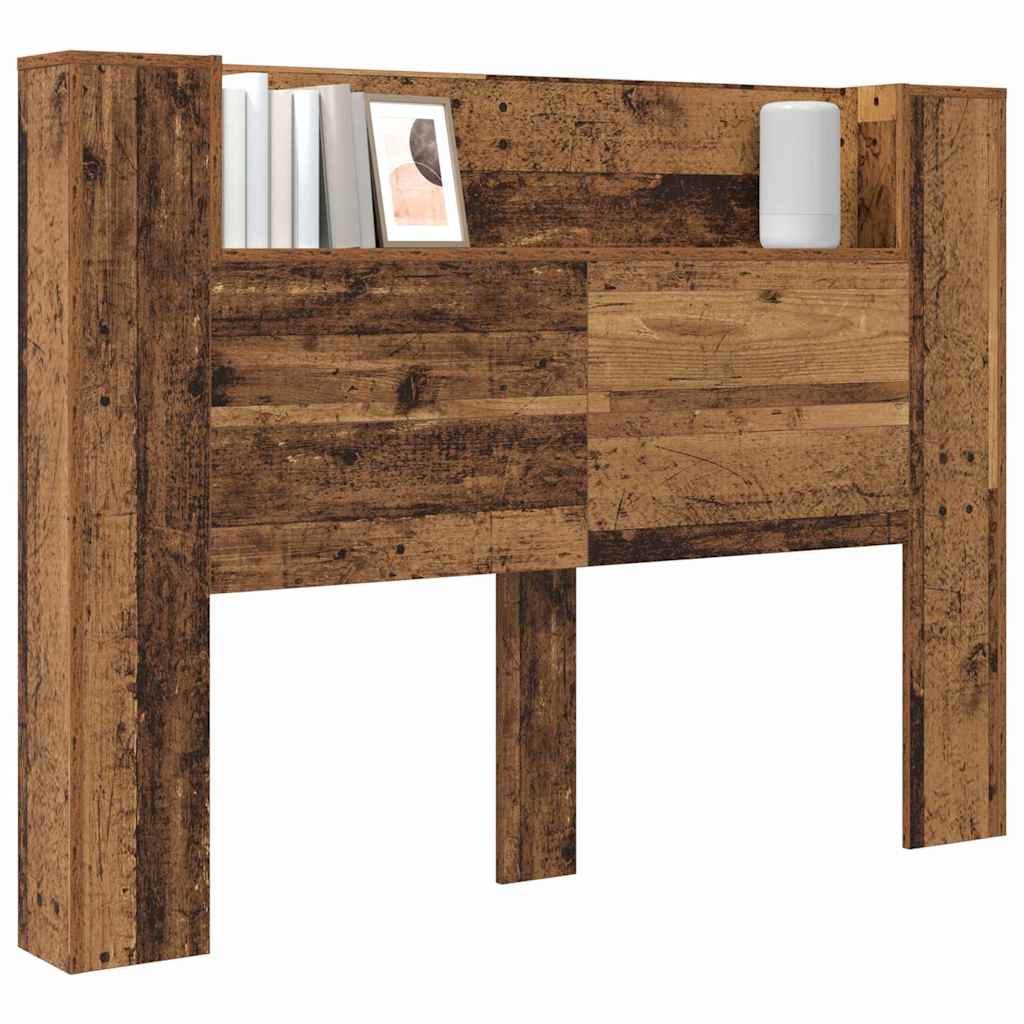 Stauraum Kopfteil mit LED Altholz Holzwerkstoff