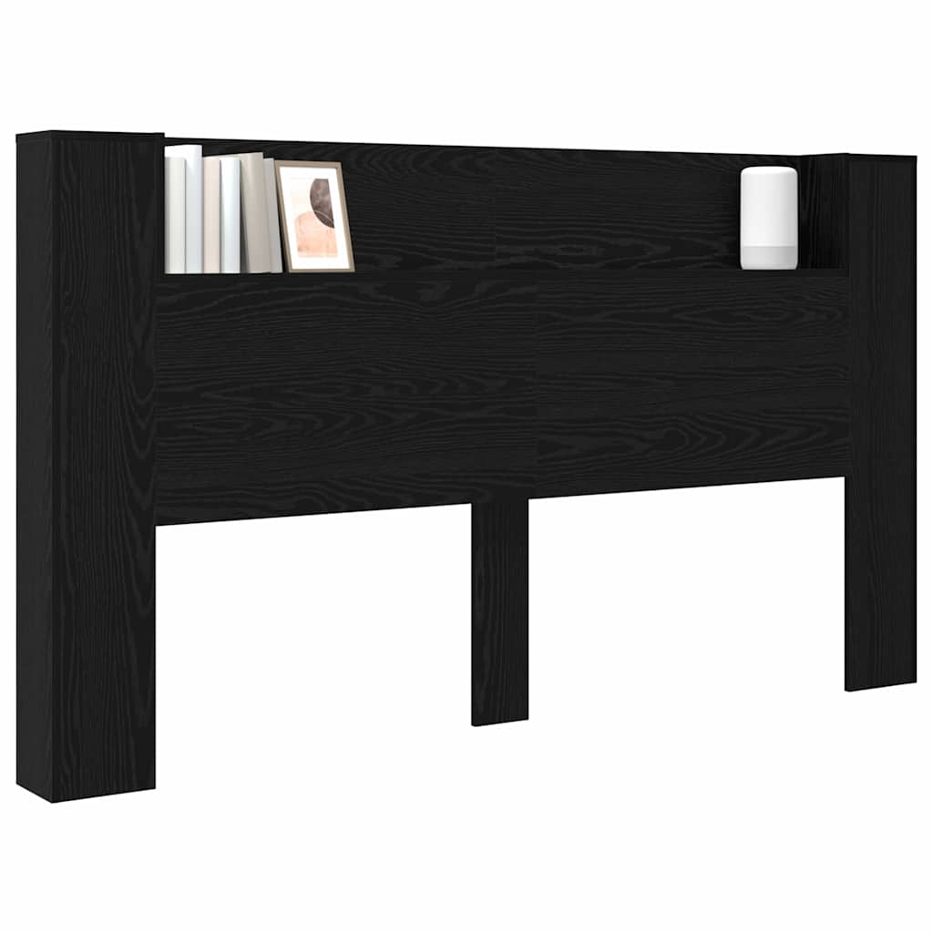 Stauraum Kopfteil mit LED Schwarze Eiche Holzwerkstoff