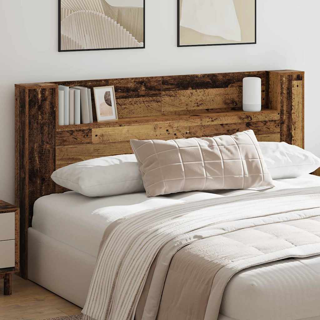 Stauraum Kopfteil mit LED Altholz Holzwerkstoff