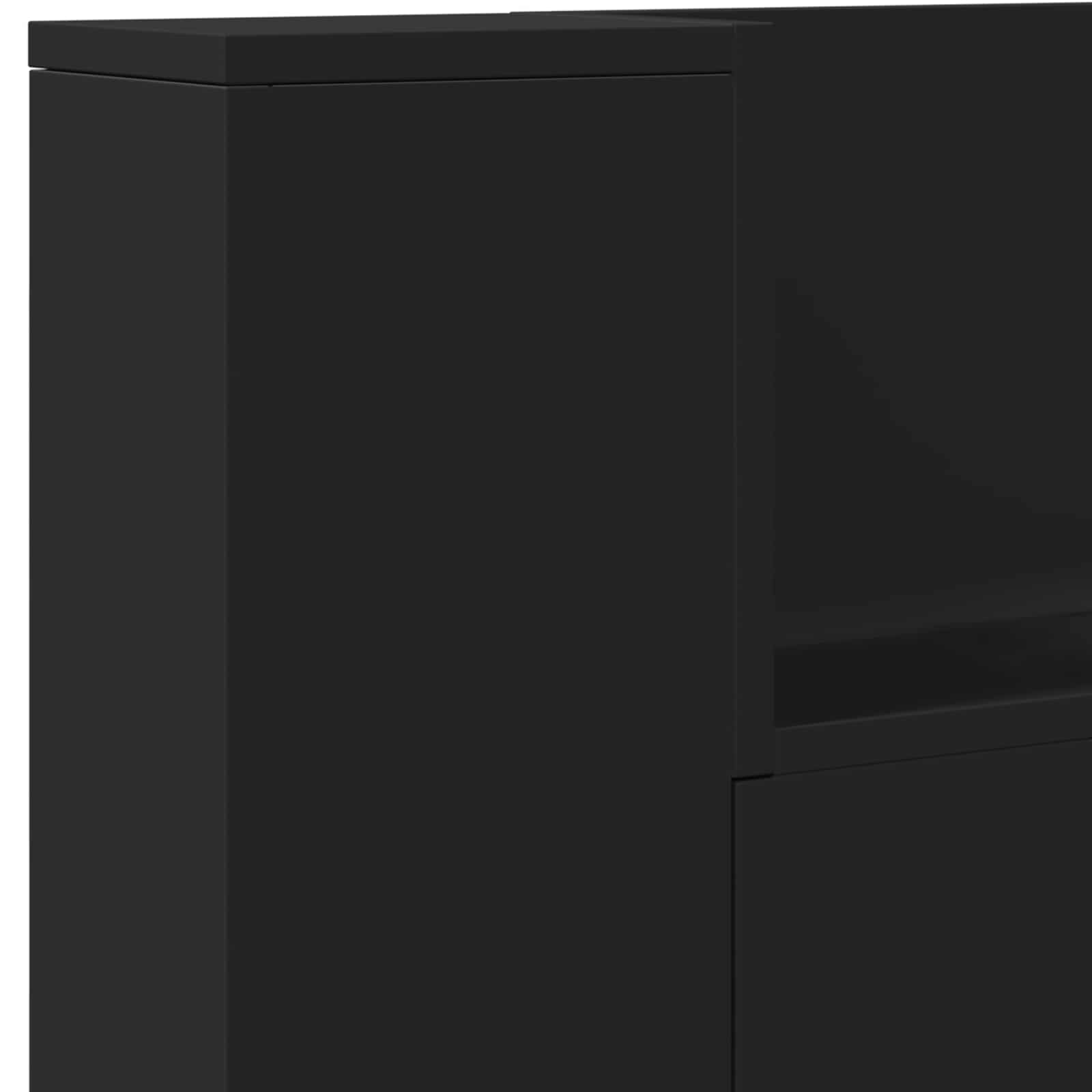 Stauraum Kopfteil mit LED Schwarz Holzwerkstoff