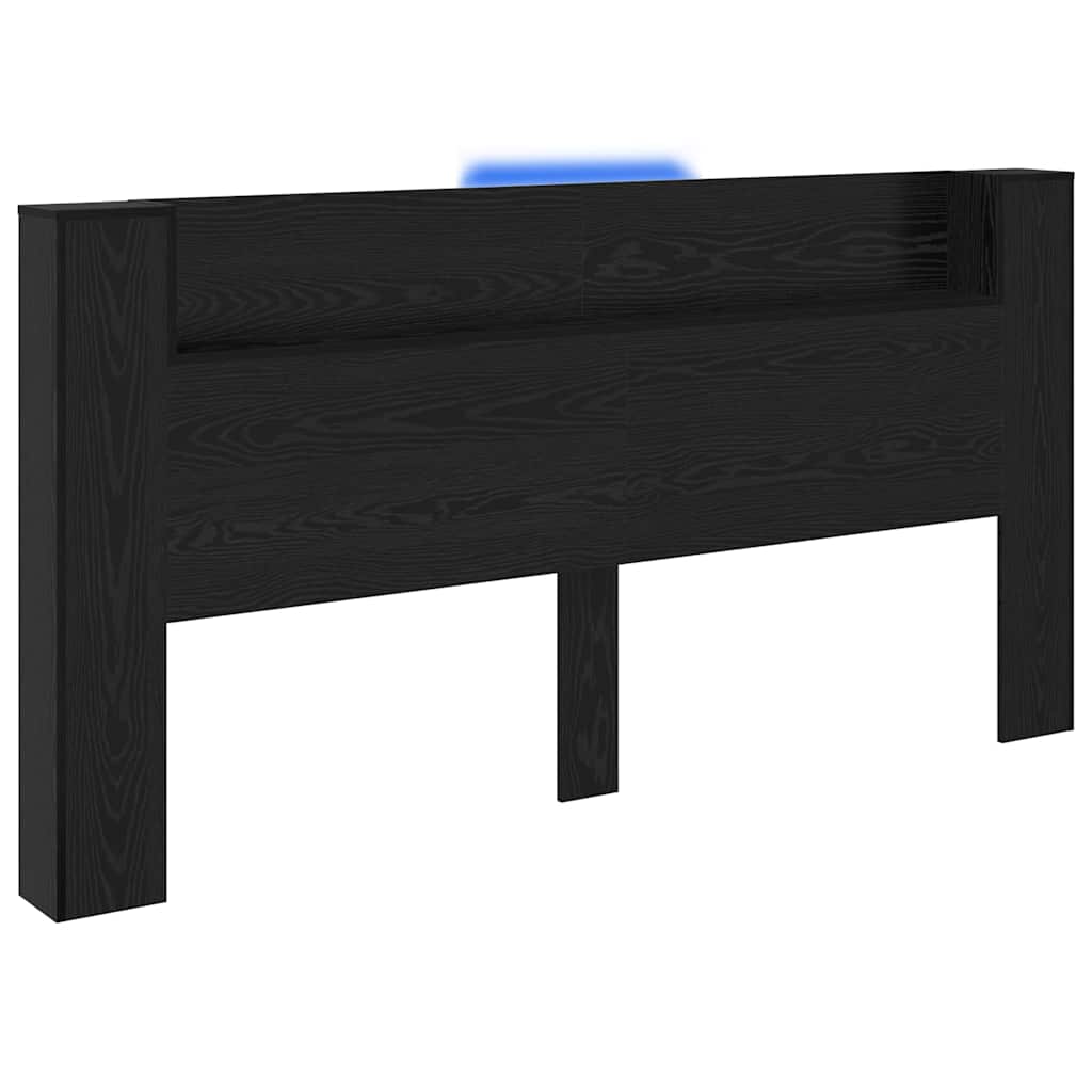 Stauraum Kopfteil mit LED Schwarze Eiche Holzwerkstoff