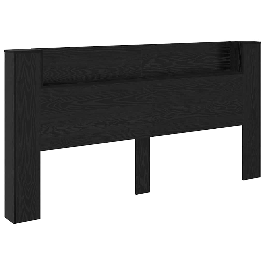Stauraum Kopfteil mit LED Schwarze Eiche Holzwerkstoff