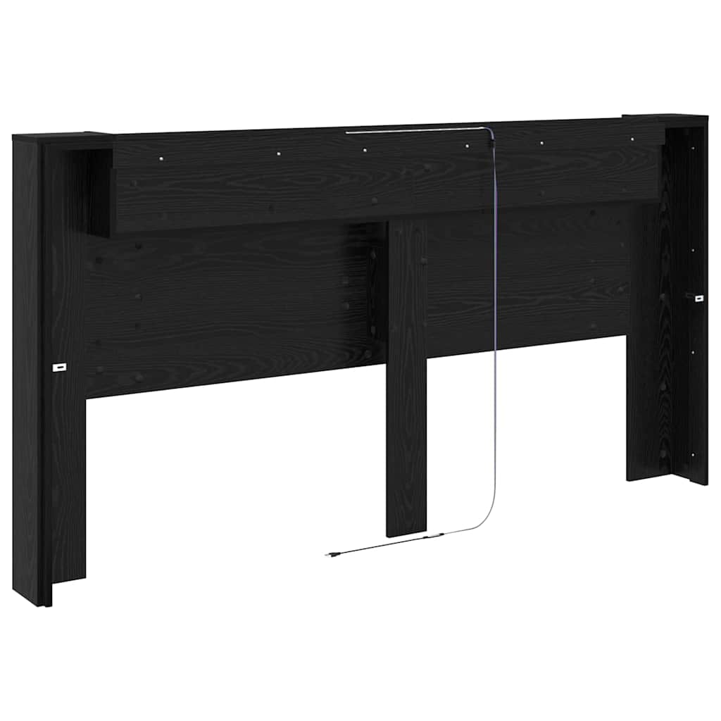 Stauraum Kopfteil mit LED Schwarze Eiche Holzwerkstoff