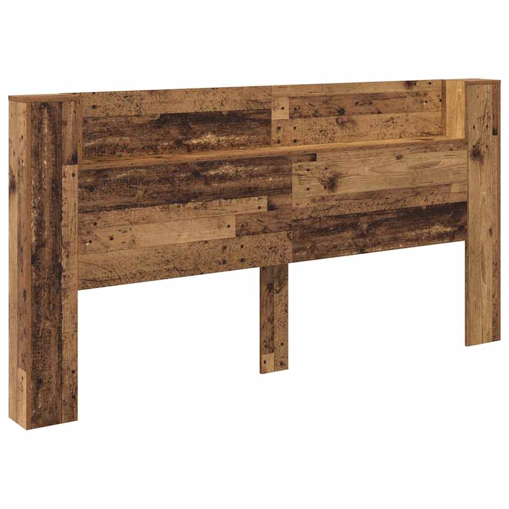 Stauraum Kopfteil mit LED Altholz Holzwerkstoff