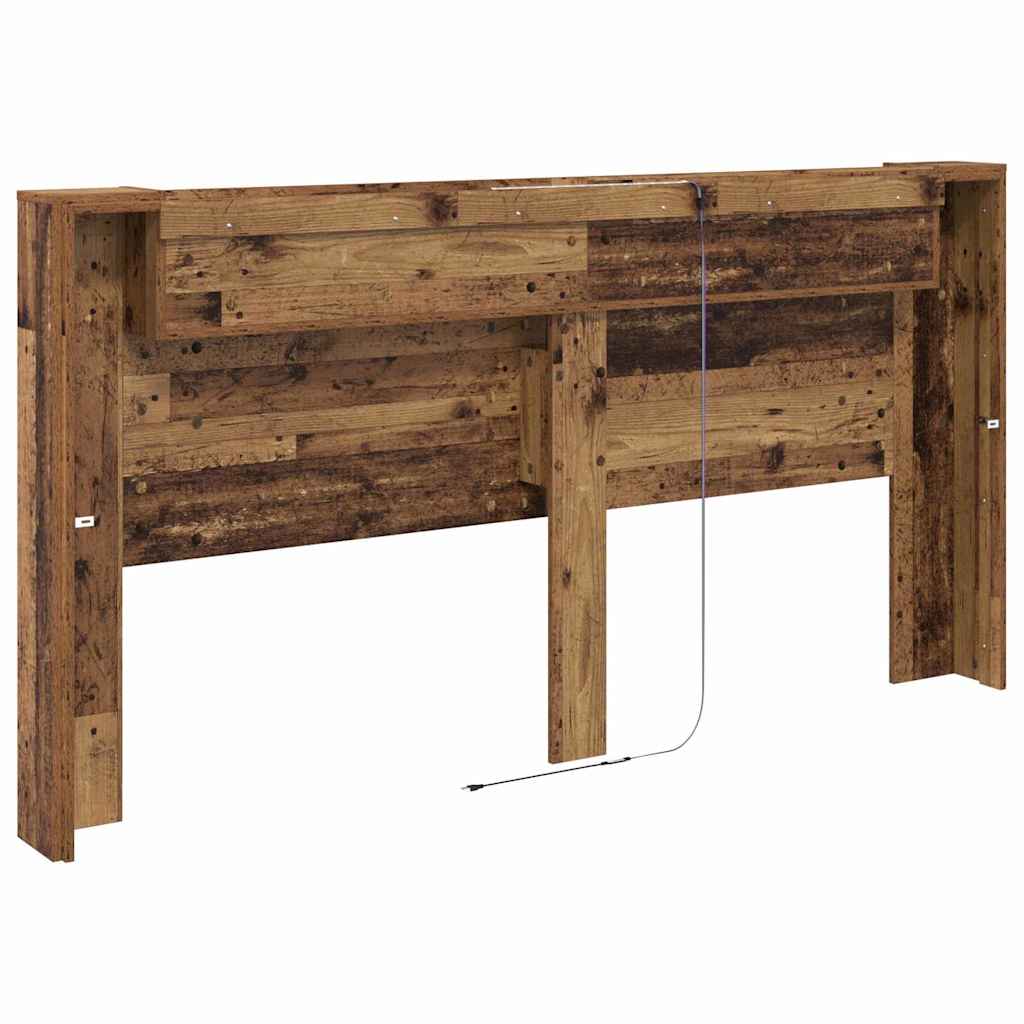 Stauraum Kopfteil mit LED Altholz Holzwerkstoff