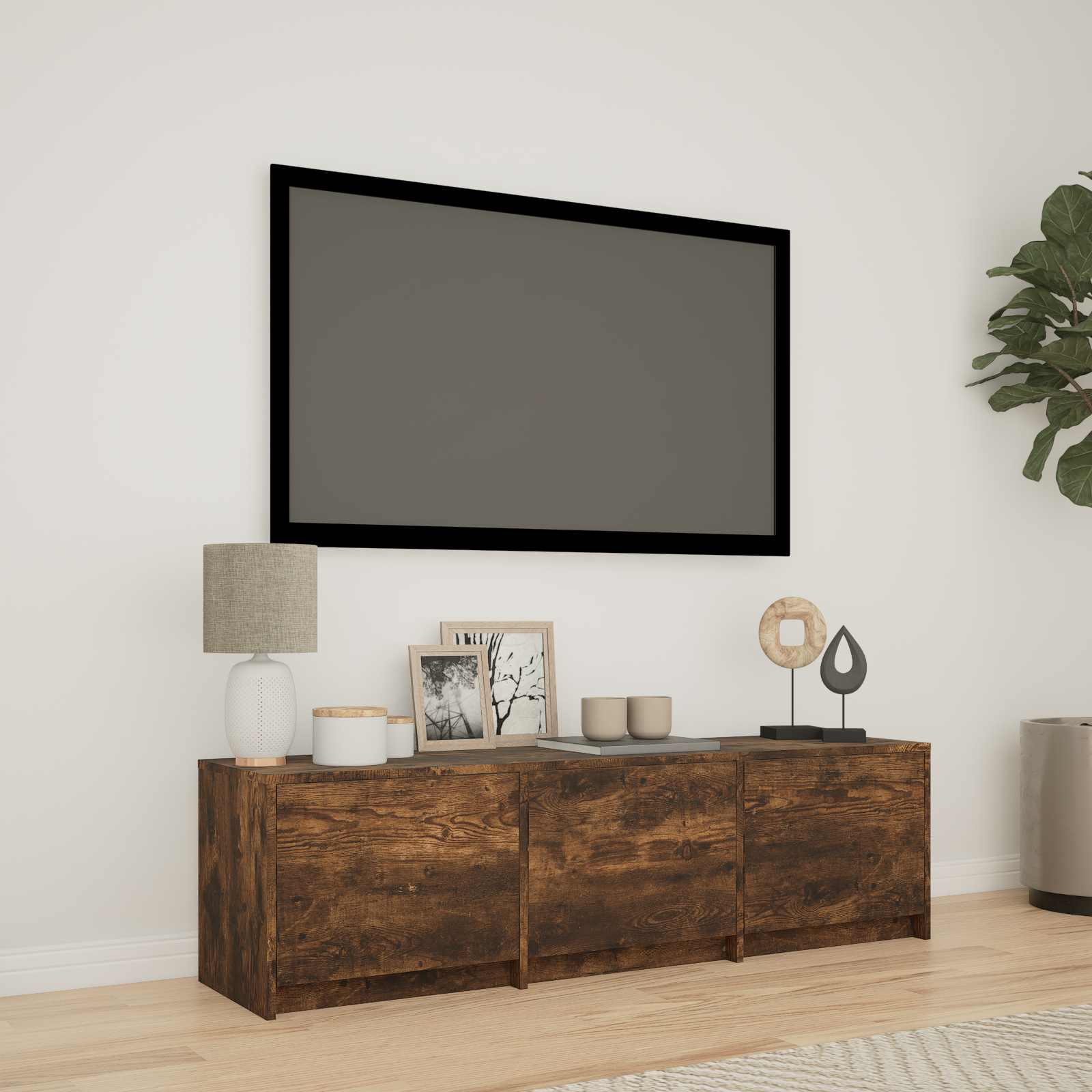 Fernsehschrank mit LED Geräucherte Eiche 140 x 34 x 40 cm