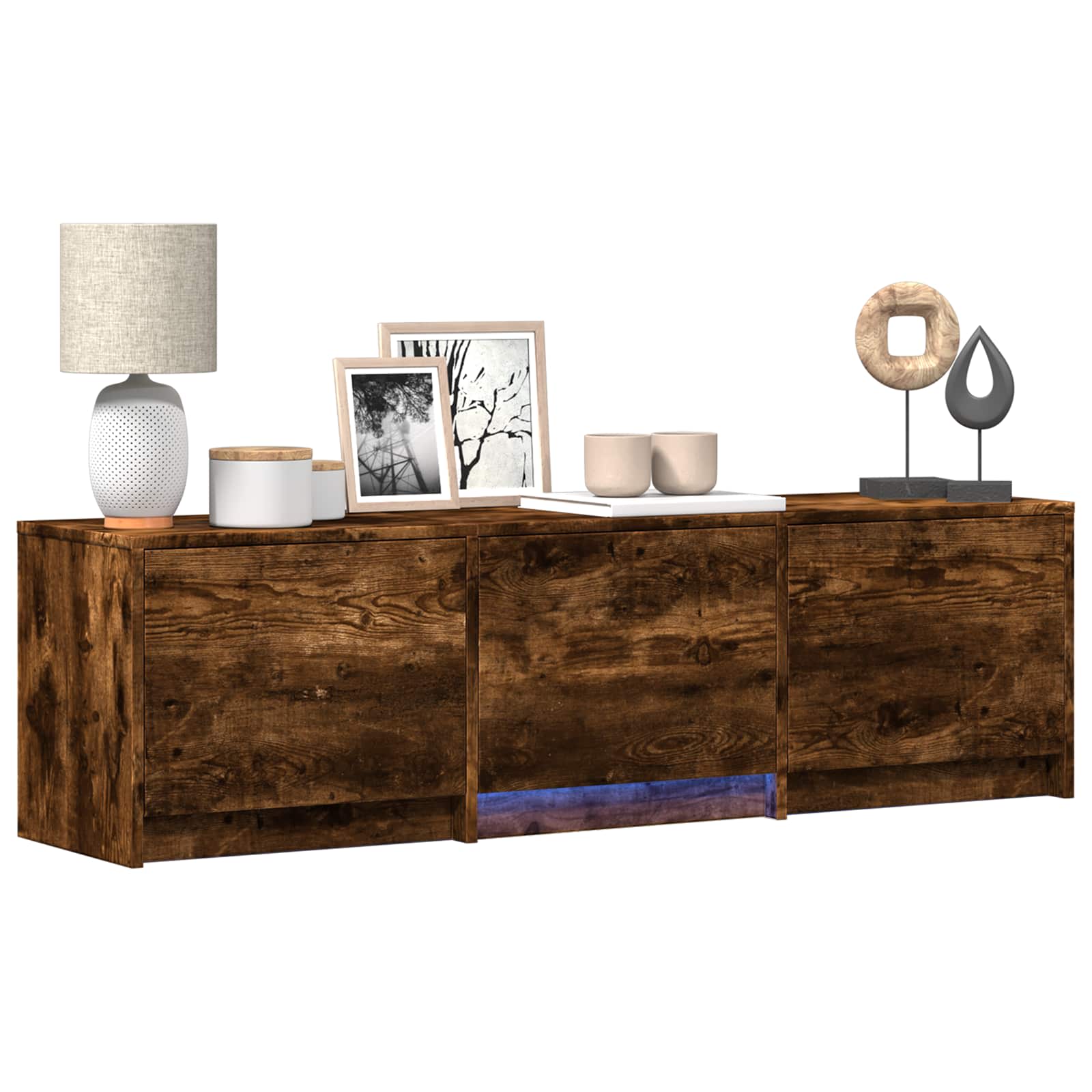 Fernsehschrank mit LED Geräucherte Eiche 140 x 34 x 40 cm