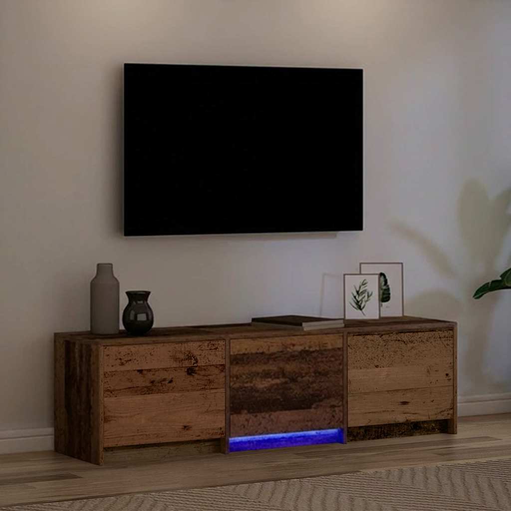 Fernsehschrank mit LED Altholz 140 x 34 x 40 cm Holzwerkstoff