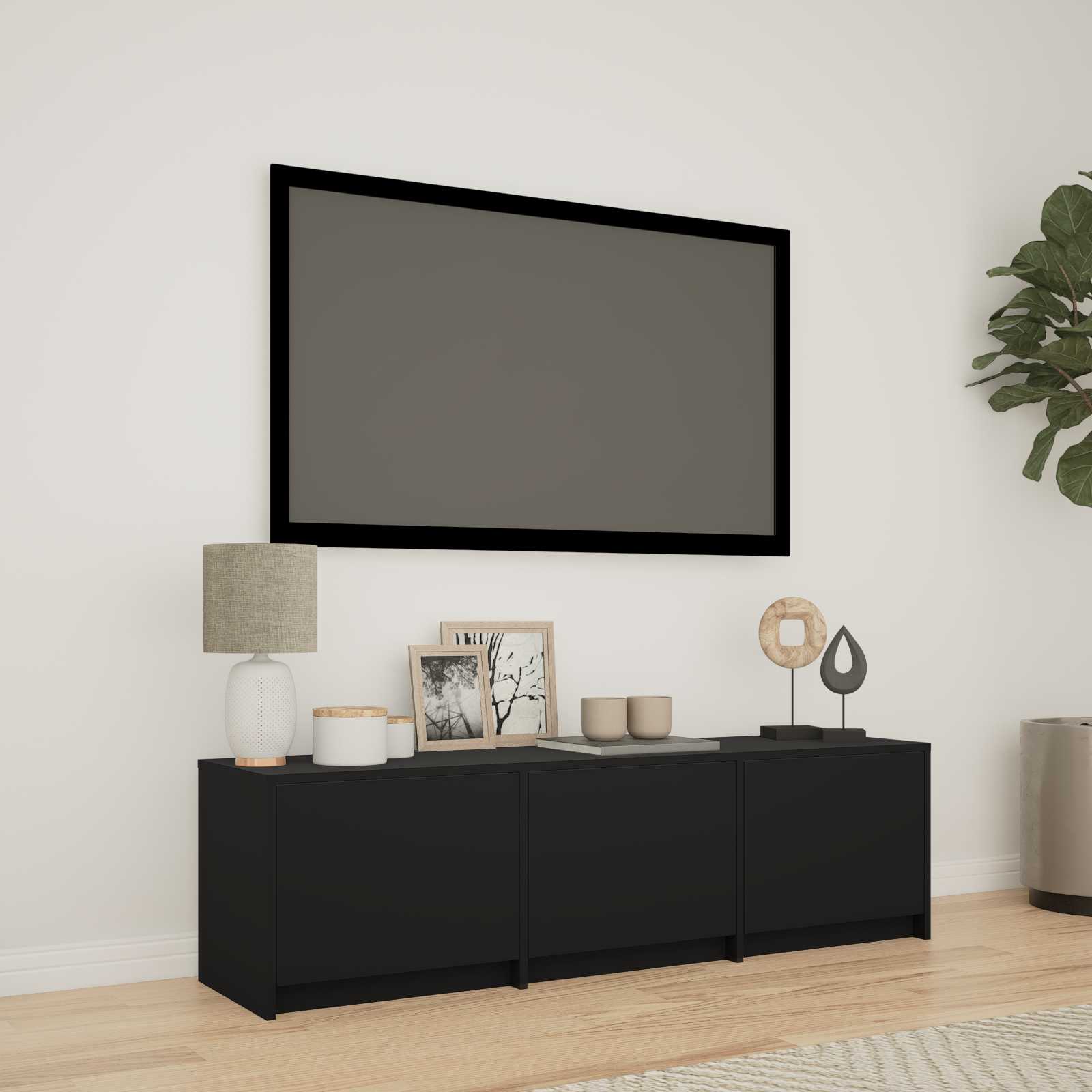 Fernsehschrank mit LED Schwarz 140 x 34 x 40 cm Holzwerkstoff
