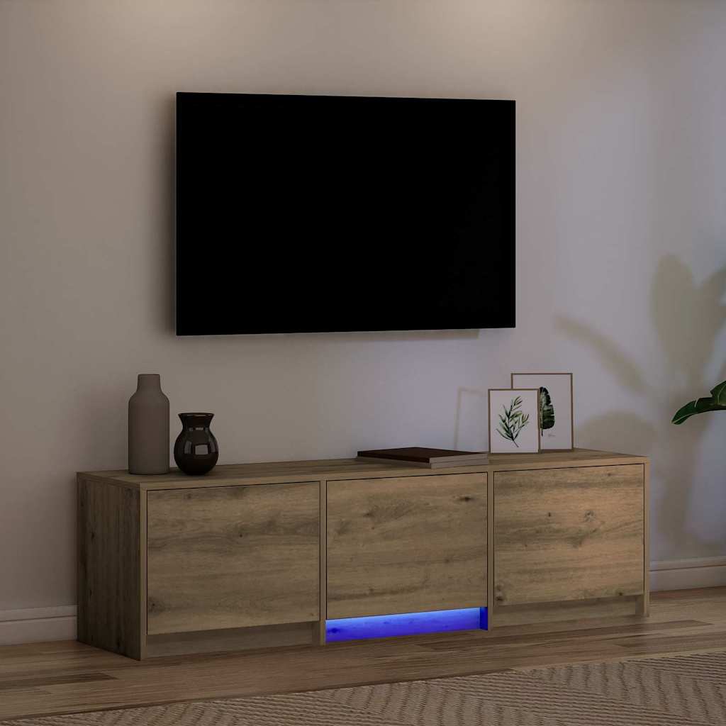 Fernsehschrank mit LED Kunsthandwerk Eiche 140 x 34 x 40 cm