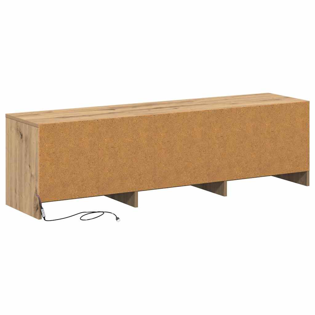 Fernsehschrank mit LED Kunsthandwerk Eiche 140 x 34 x 40 cm