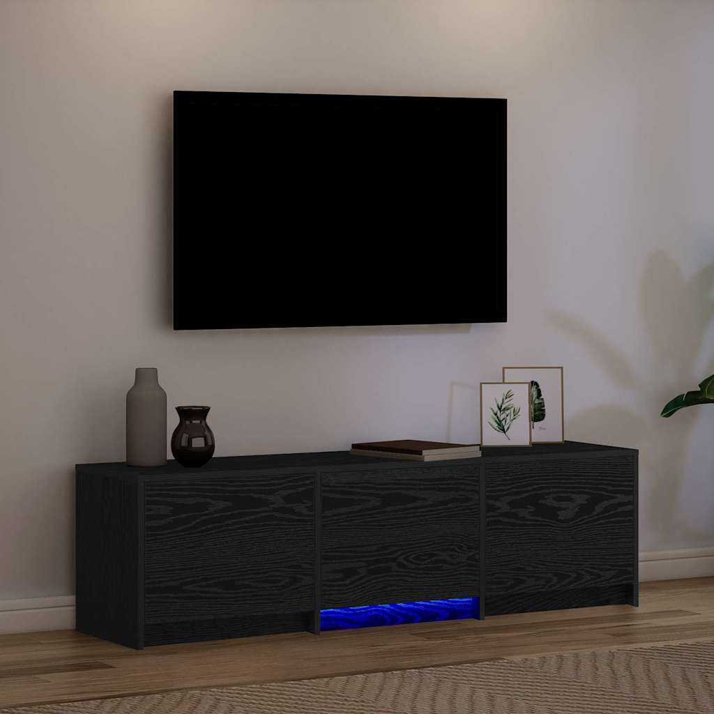 Fernsehschrank mit LED Schwarze Eiche 140 x 34 x 40 cm