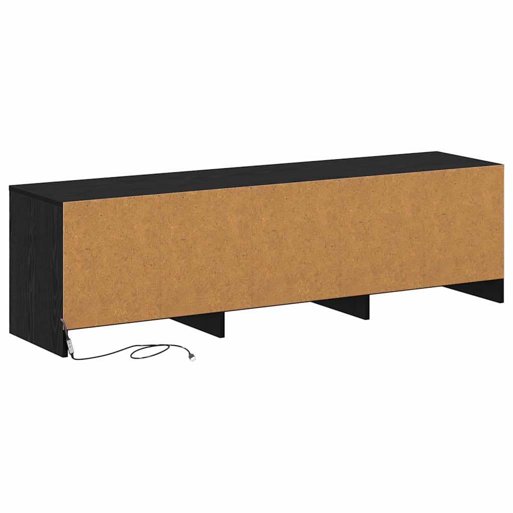 Fernsehschrank mit LED Schwarze Eiche 140 x 34 x 40 cm