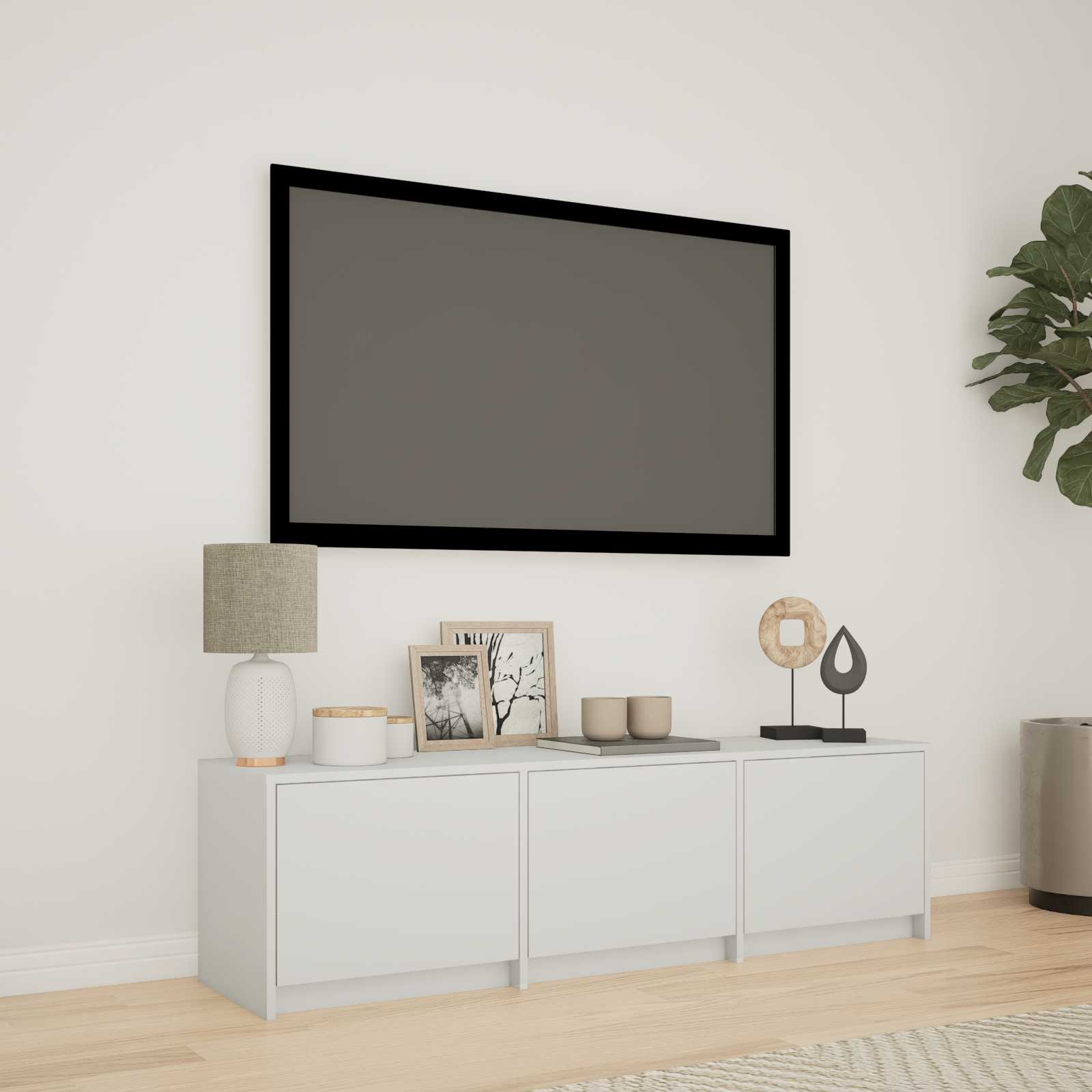 Fernsehschrank mit LED Weiß 140 x 34 x 40 cm Holzwerkstoff
