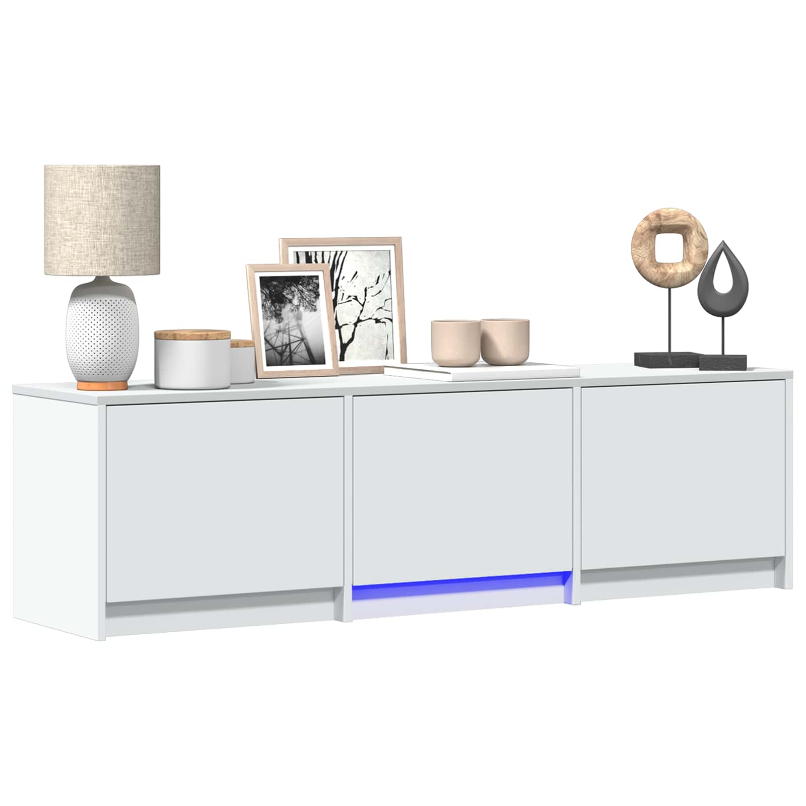 Fernsehschrank mit LED Weiß 140 x 34 x 40 cm Holzwerkstoff