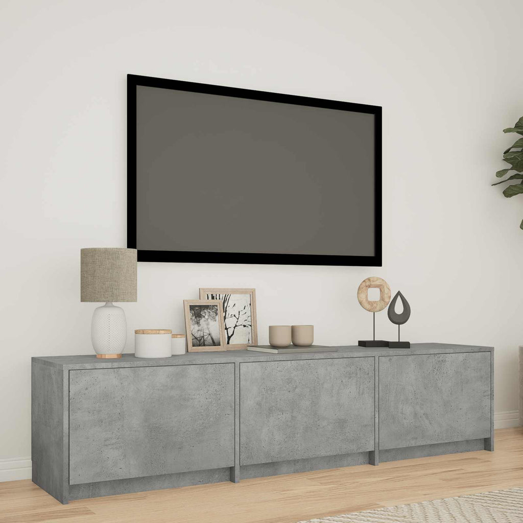 Fernsehschrank mit LED Betongrau 165 x 34 x 40 cm Holzwerkstoff