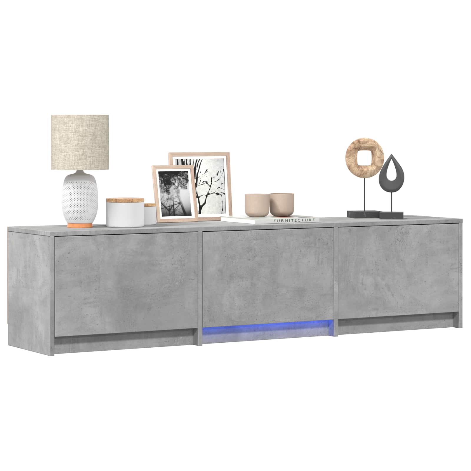 Fernsehschrank mit LED Betongrau 165 x 34 x 40 cm Holzwerkstoff