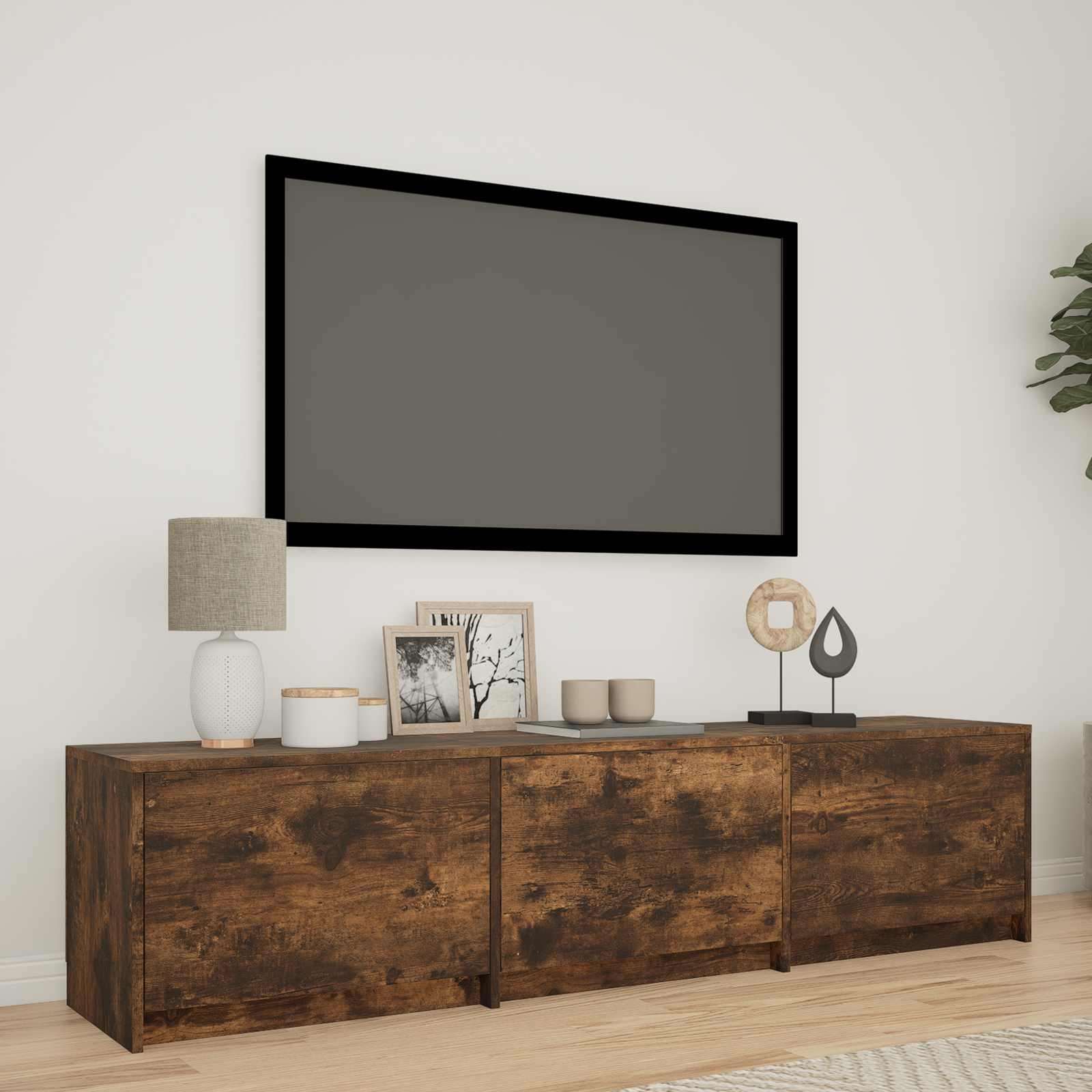 Fernsehschrank mit LED Geräucherte Eiche 165 x 34 x 40 cm