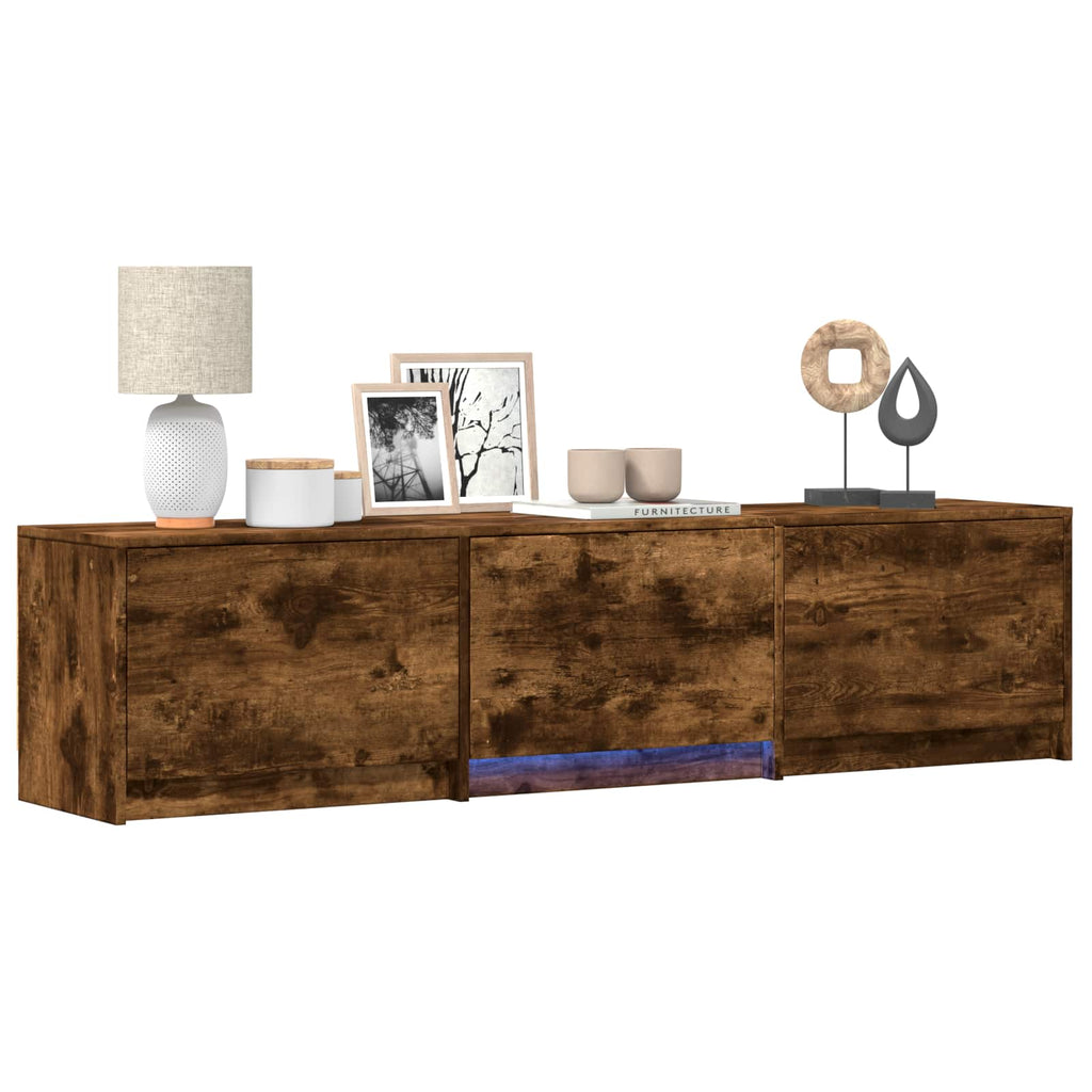 Fernsehschrank mit LED Geräucherte Eiche 165 x 34 x 40 cm