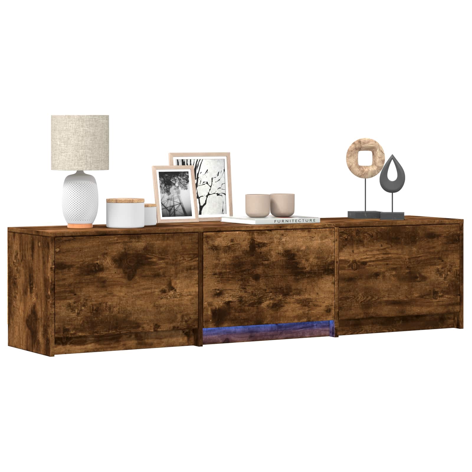 Fernsehschrank mit LED Geräucherte Eiche 165 x 34 x 40 cm
