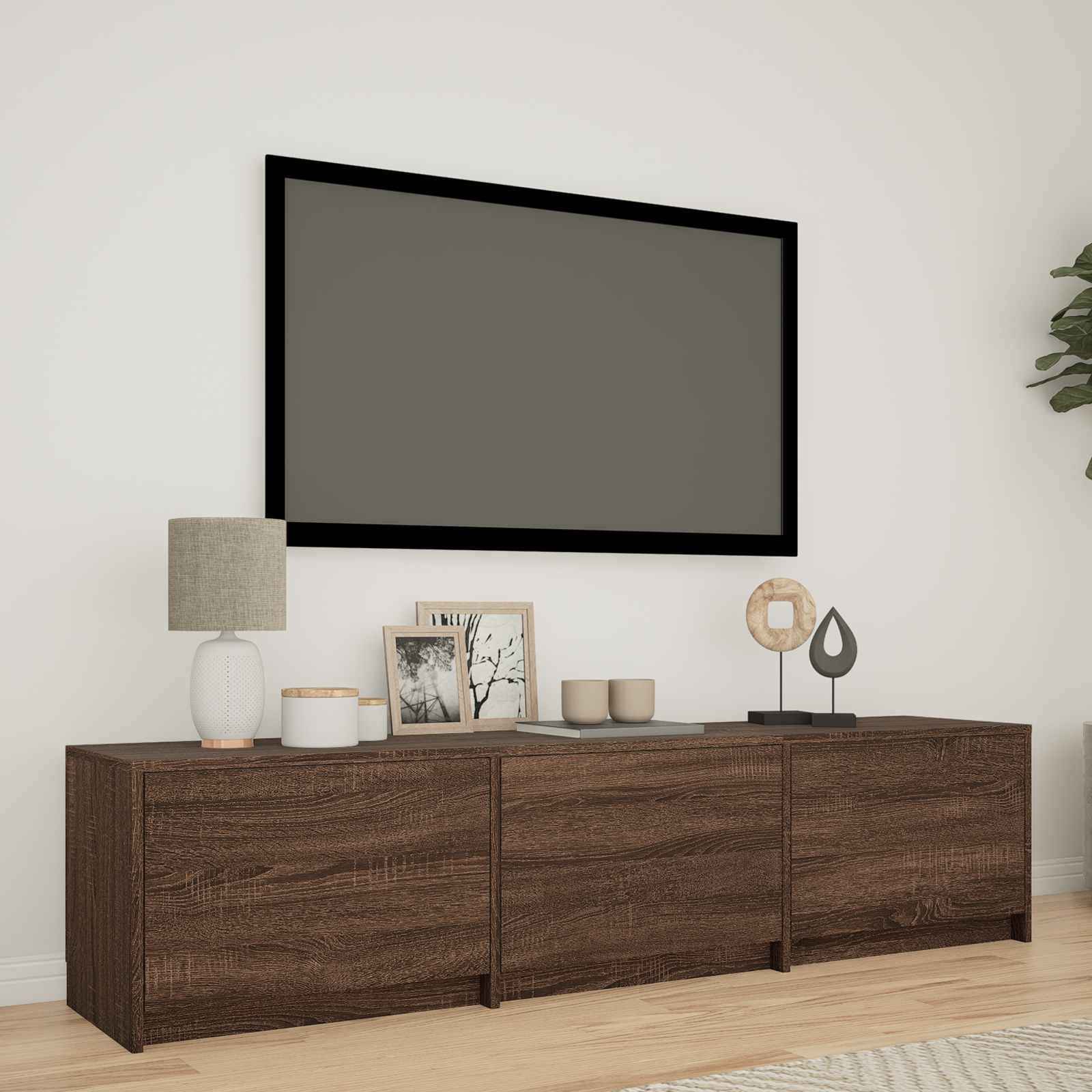Fernsehschrank mit LED Braun Eichen-Optik 165 x 34 x 40 cm