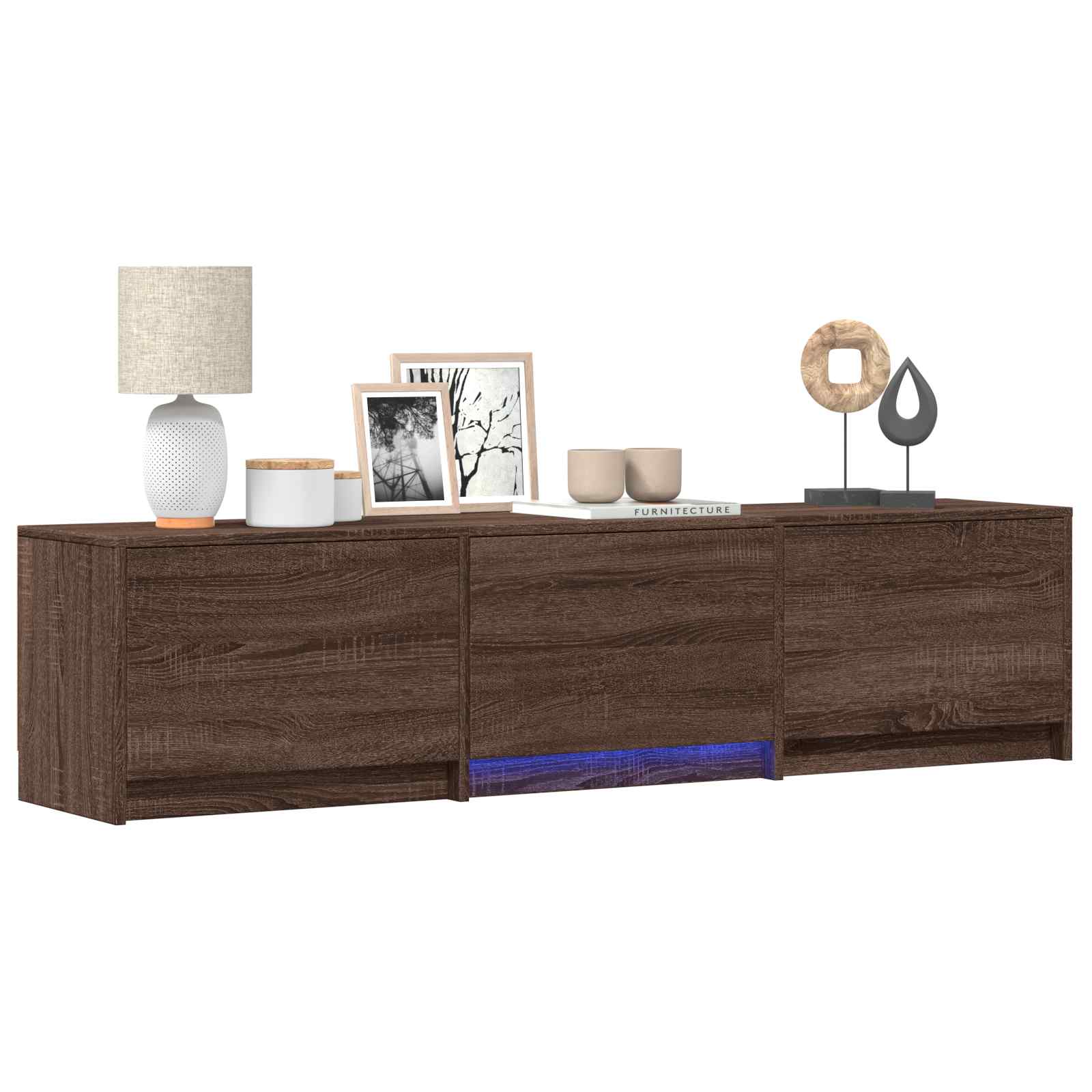 Fernsehschrank mit LED Braun Eichen-Optik 165 x 34 x 40 cm