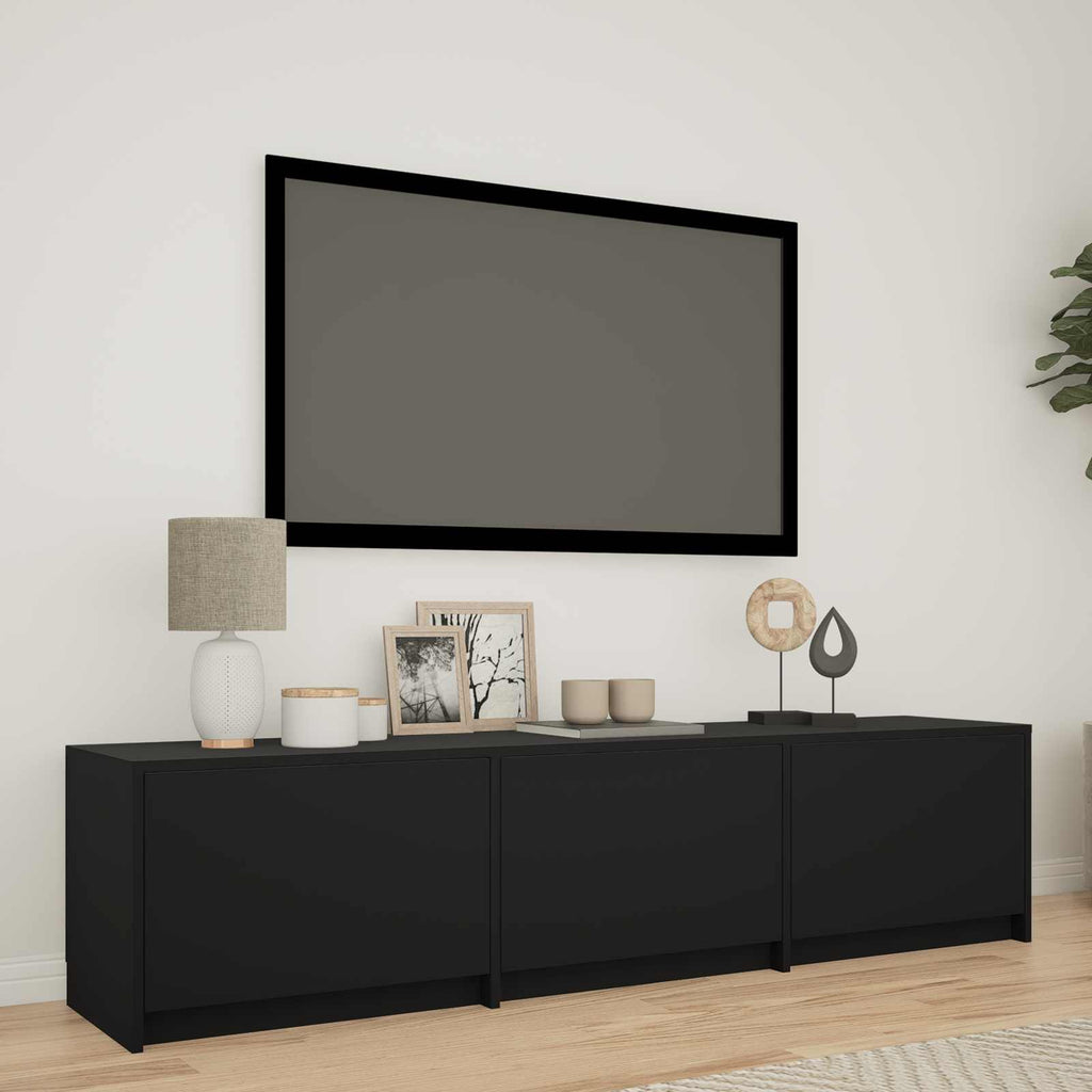 Fernsehschrank mit LED Schwarz 165 x 34 x 40 cm Holzwerkstoff